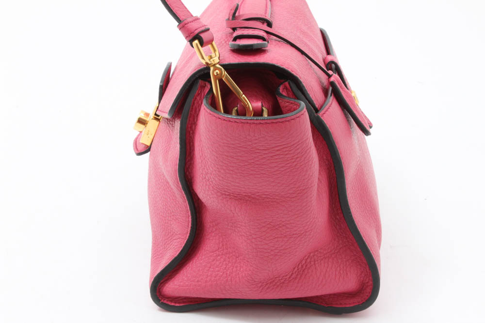 Prada Milano Peonia Pebbled Leather Flap Front Shoulder Bag