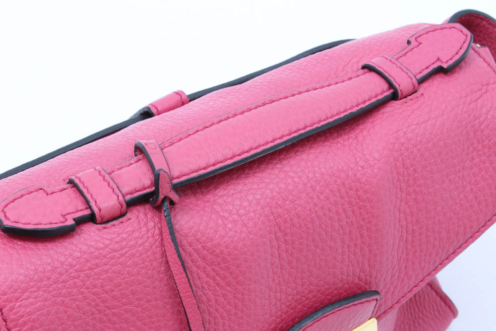 Prada Milano Peonia Pebbled Leather Flap Front Shoulder Bag