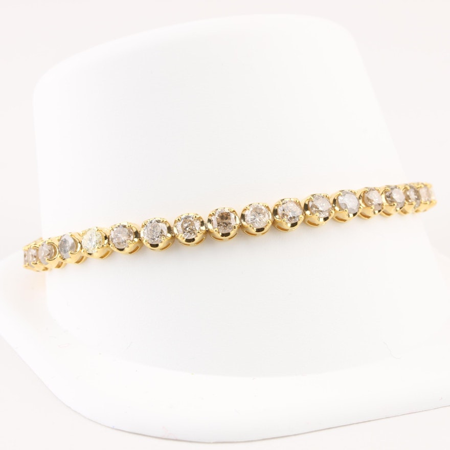 14K Yellow Gold 6.29 CTW Diamond Tennis Bracelet