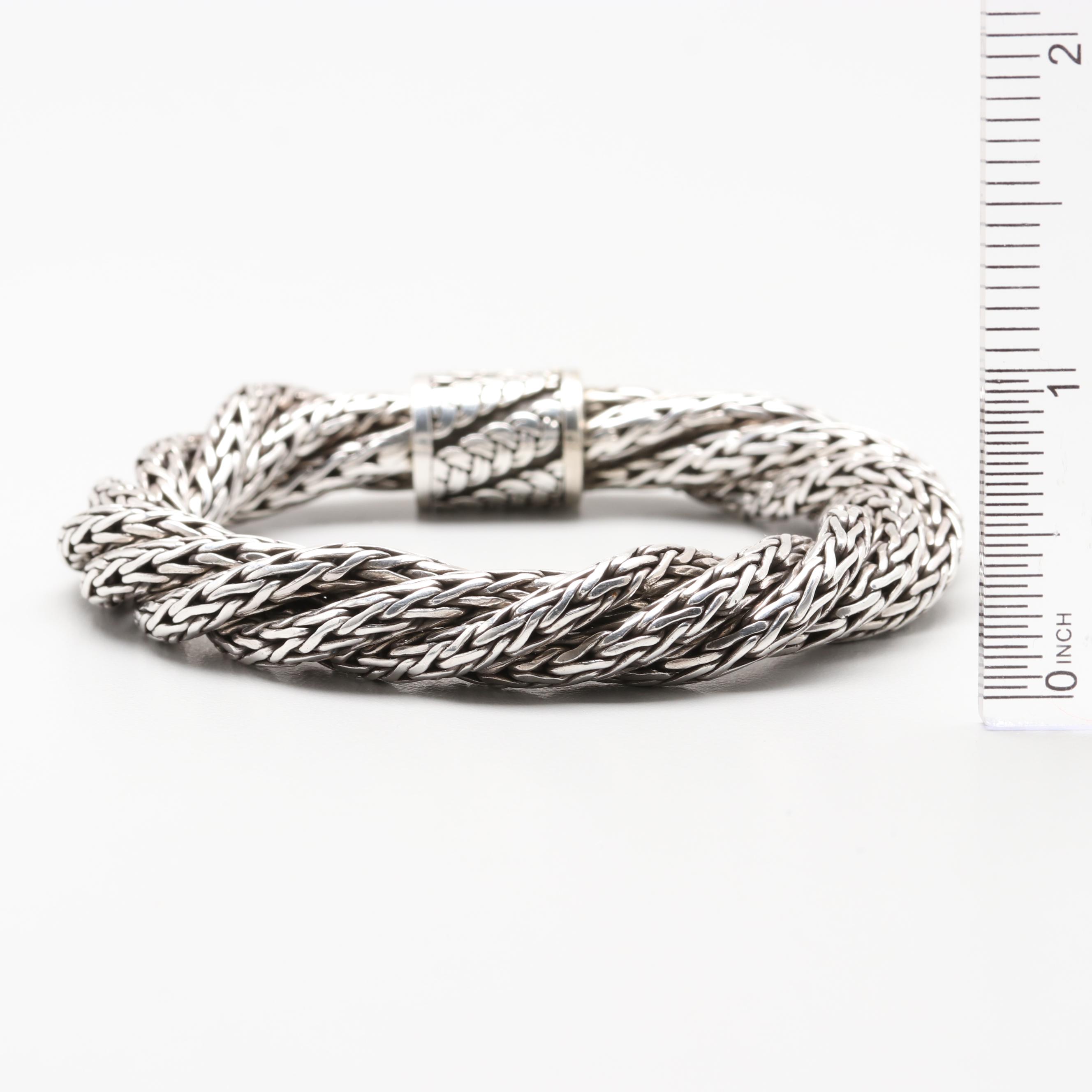John Hardy Sterling Silver Four Strand Wheat Chain Braided Bracelet