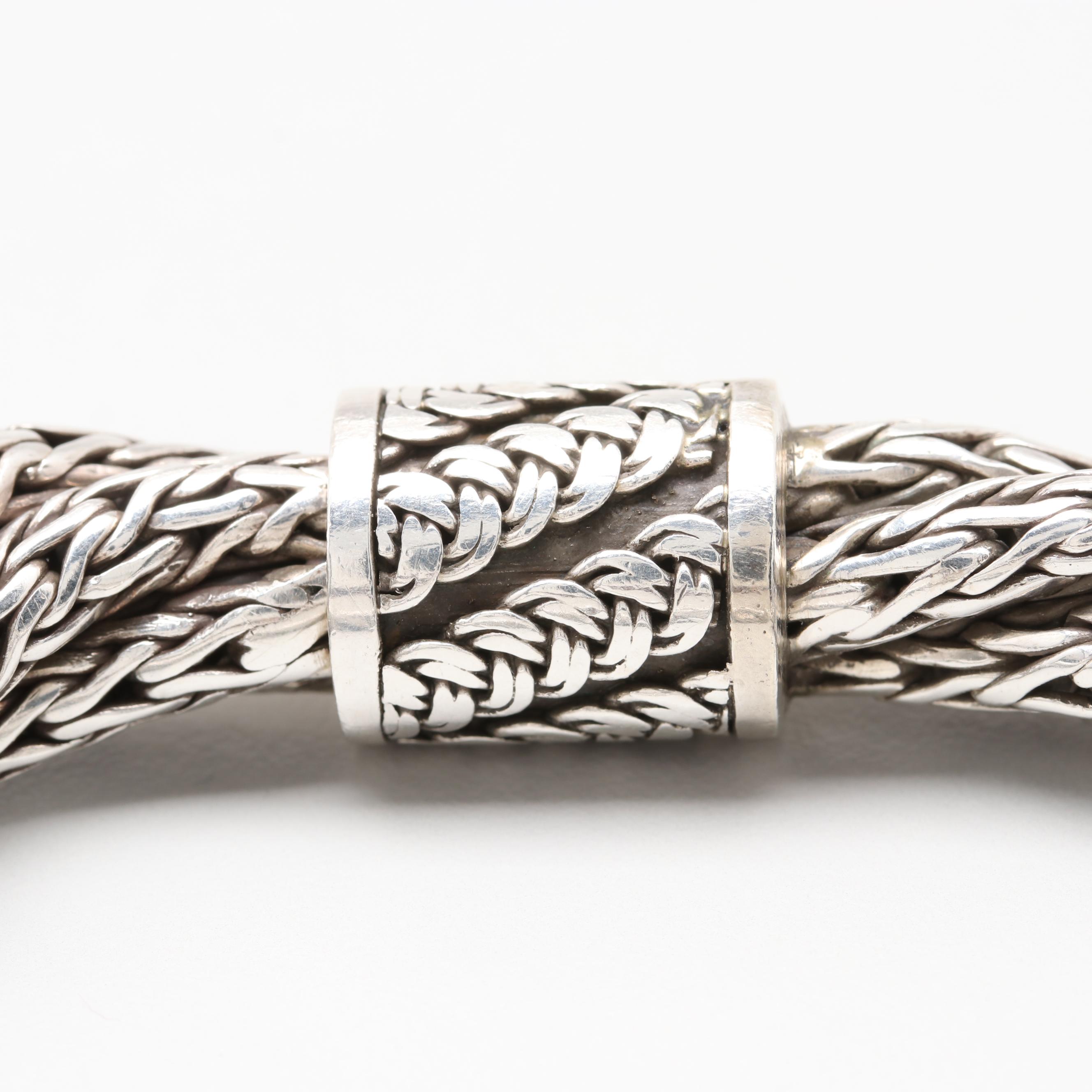 John Hardy Sterling Silver Four Strand Wheat Chain Braided Bracelet