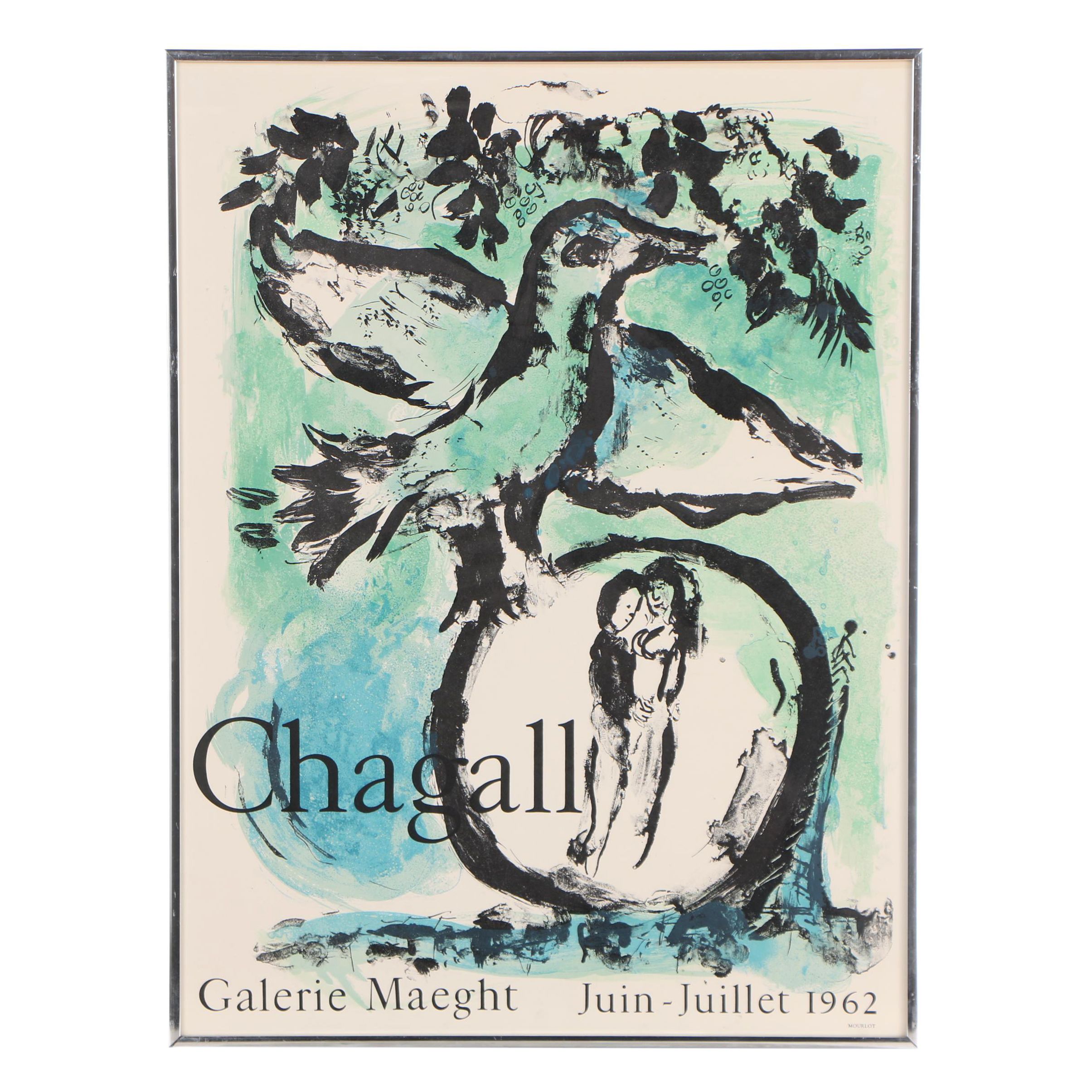 Marc Chagall Lithograph Poster for Galerie Maeght "L'Oiseau Vert"