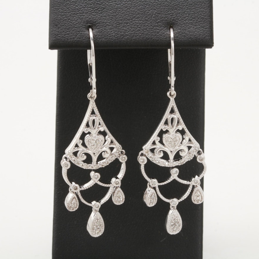 Sterling Silver Diamond Chandelier Earrings
