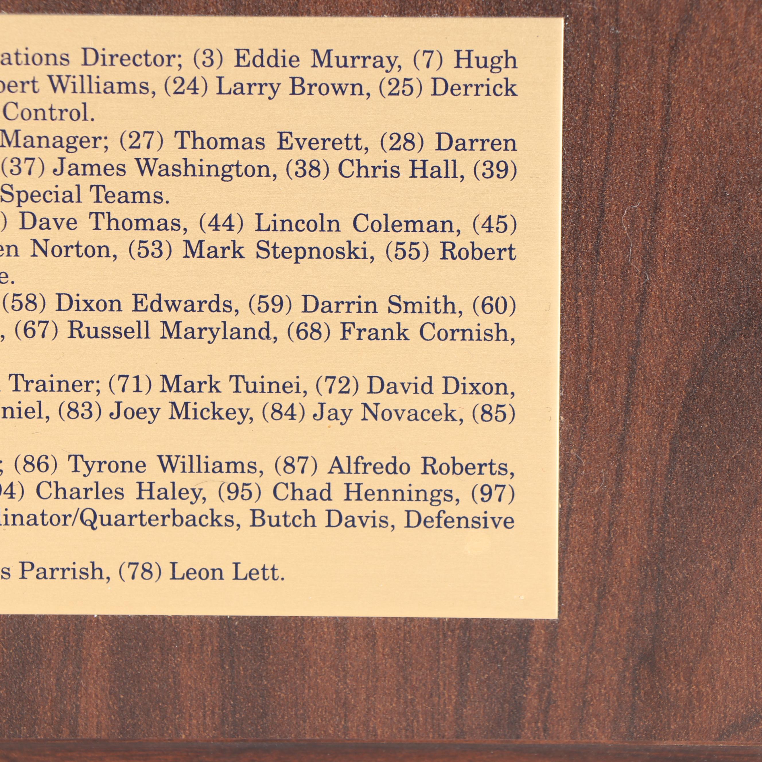 Dallas Cowboys 1993 Team Photograph Plaque with Superbowl XXVIII Program