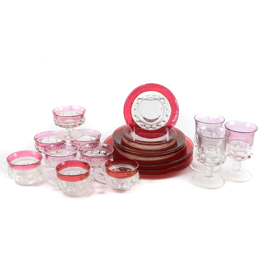 Tiffin-Franciscan "King's Crown" Ruby Flashed Glass Tableware, 1950-62