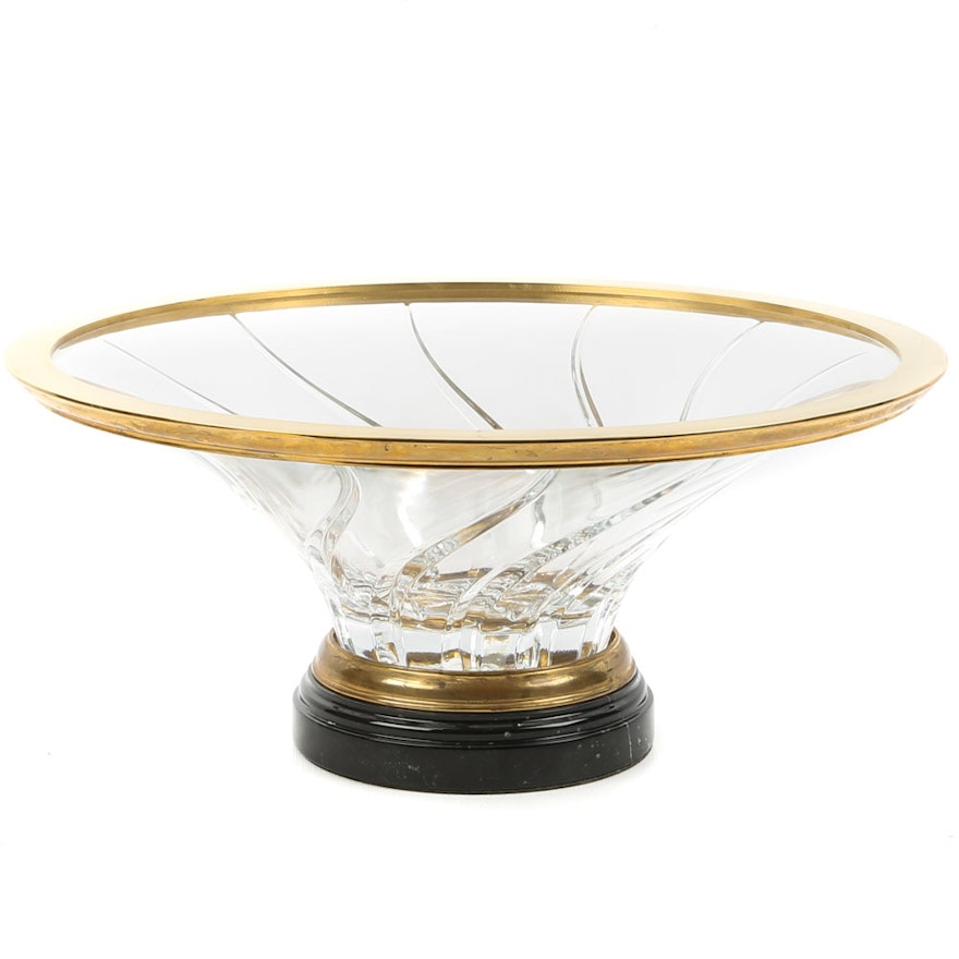 Glass Centerpiece Bowl with Brass Accents