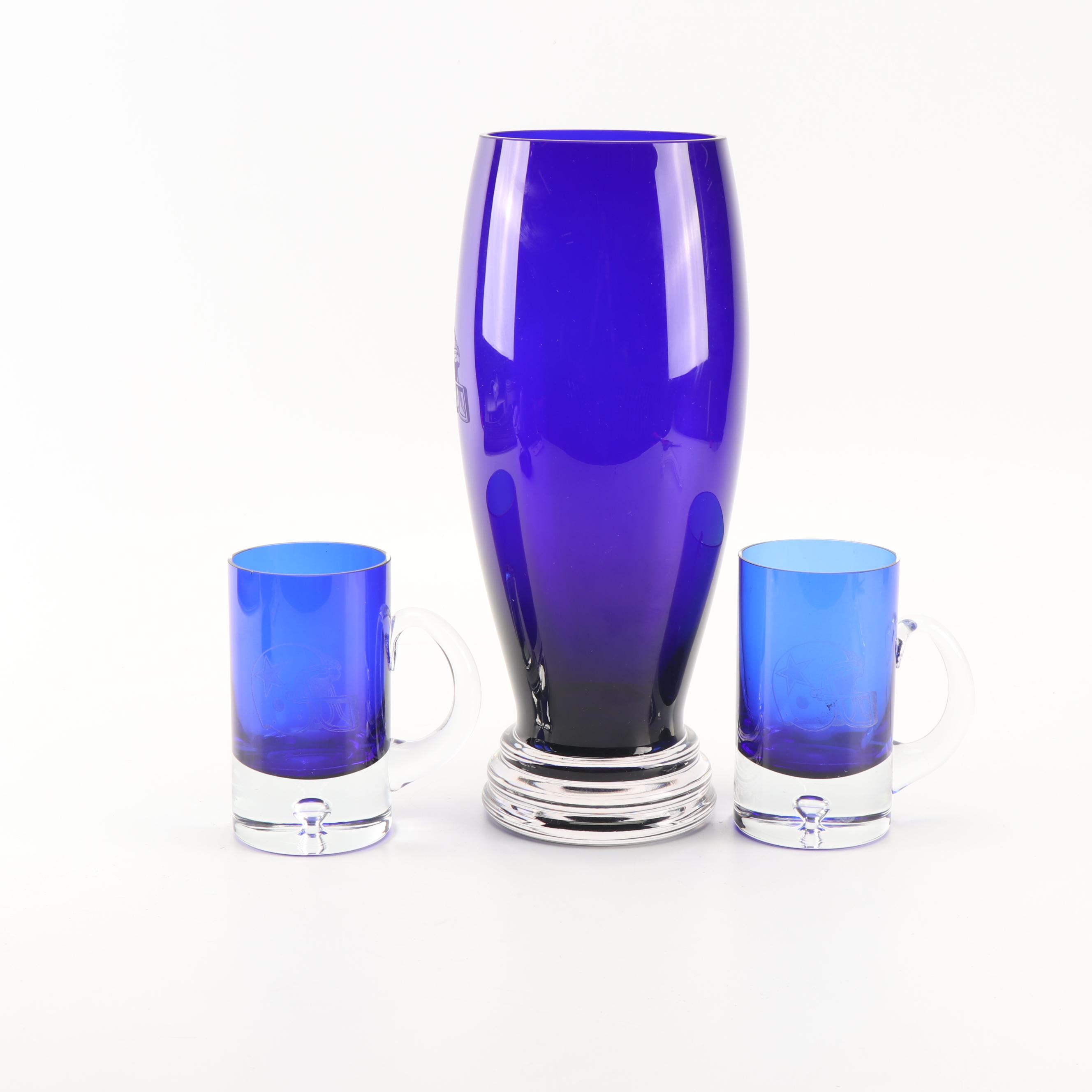 Block Dallas Cowboys Cobalt Glass Mugs and Vase