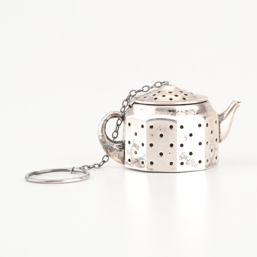 Amcraft Sterling Silver Teapot-Shaped Tea Strainer