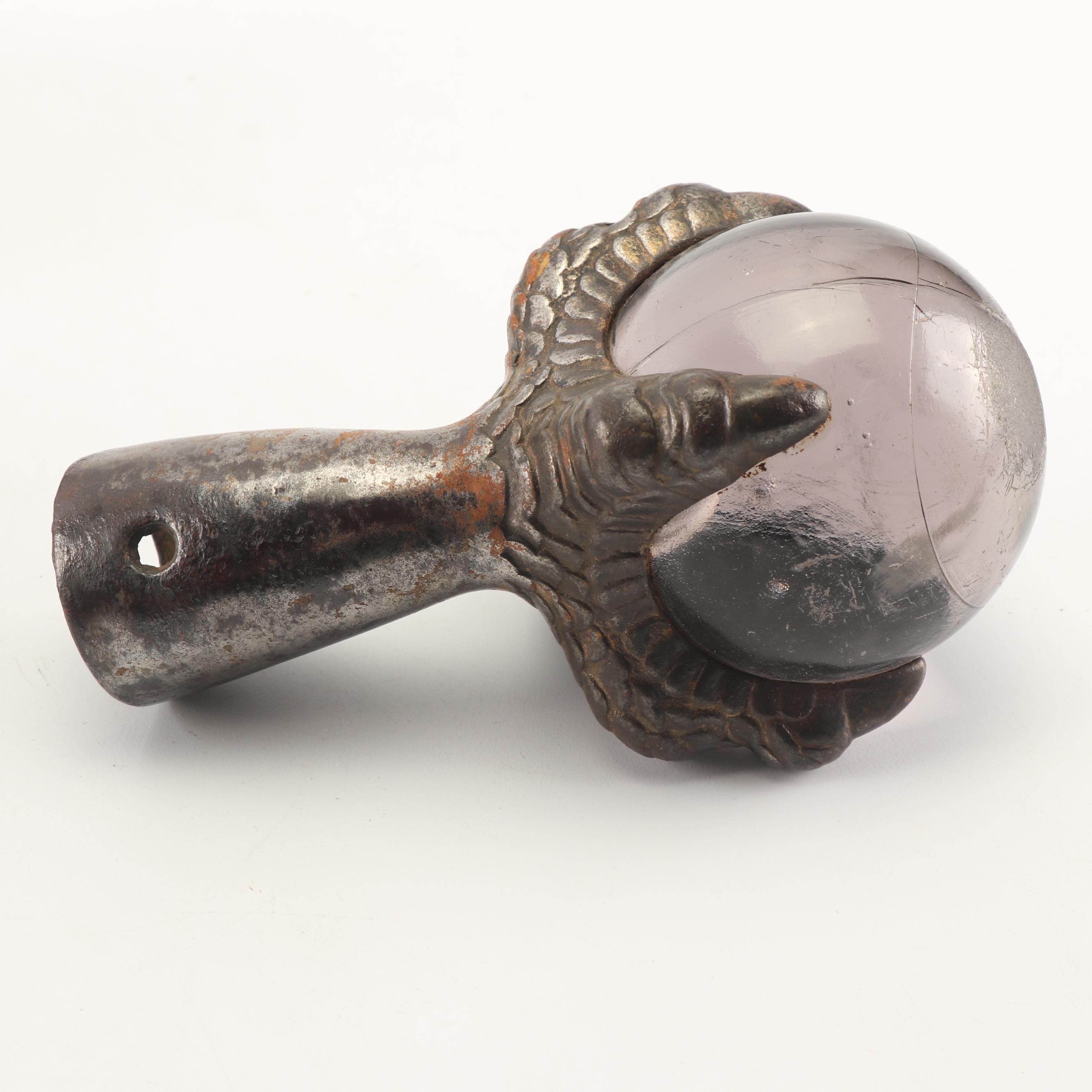 Brass and Purple Glass "Dragon Claw and Pearl" Table Feet, 20th Century
