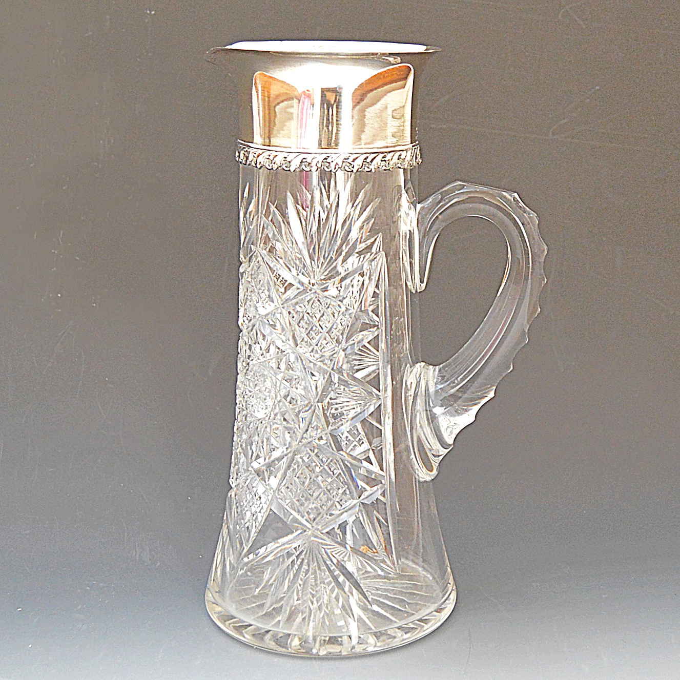 Tiffany & Co. Cut Crystal and Sterling Silver Water Pitcher