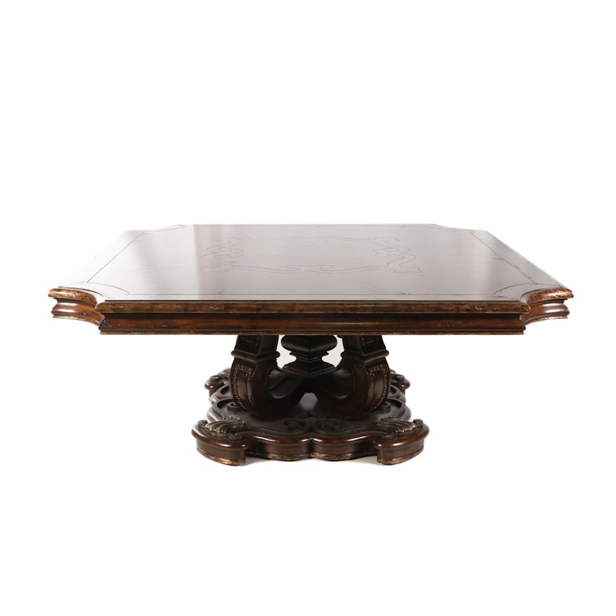 Louis XV Style Walnut Finish Wood Dining Table by Marge Carson, 20th Century