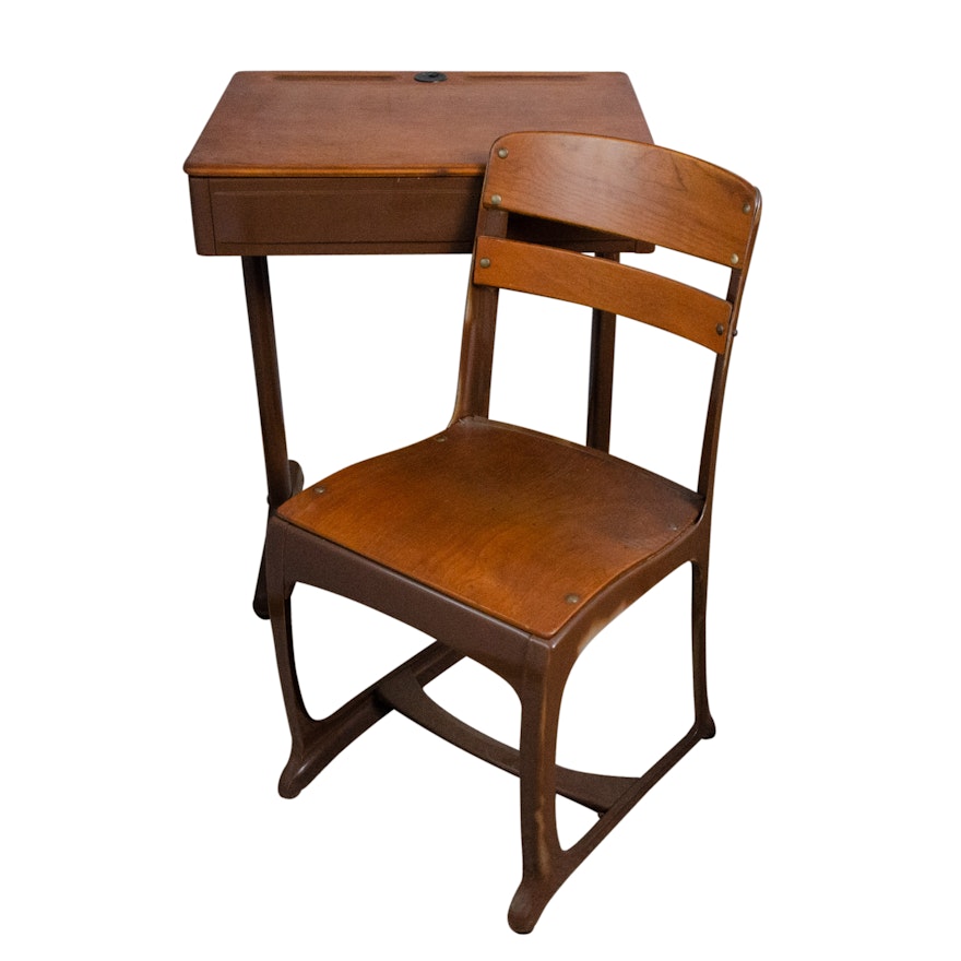 Mid-Century School Desk and Chair by American Seating Company