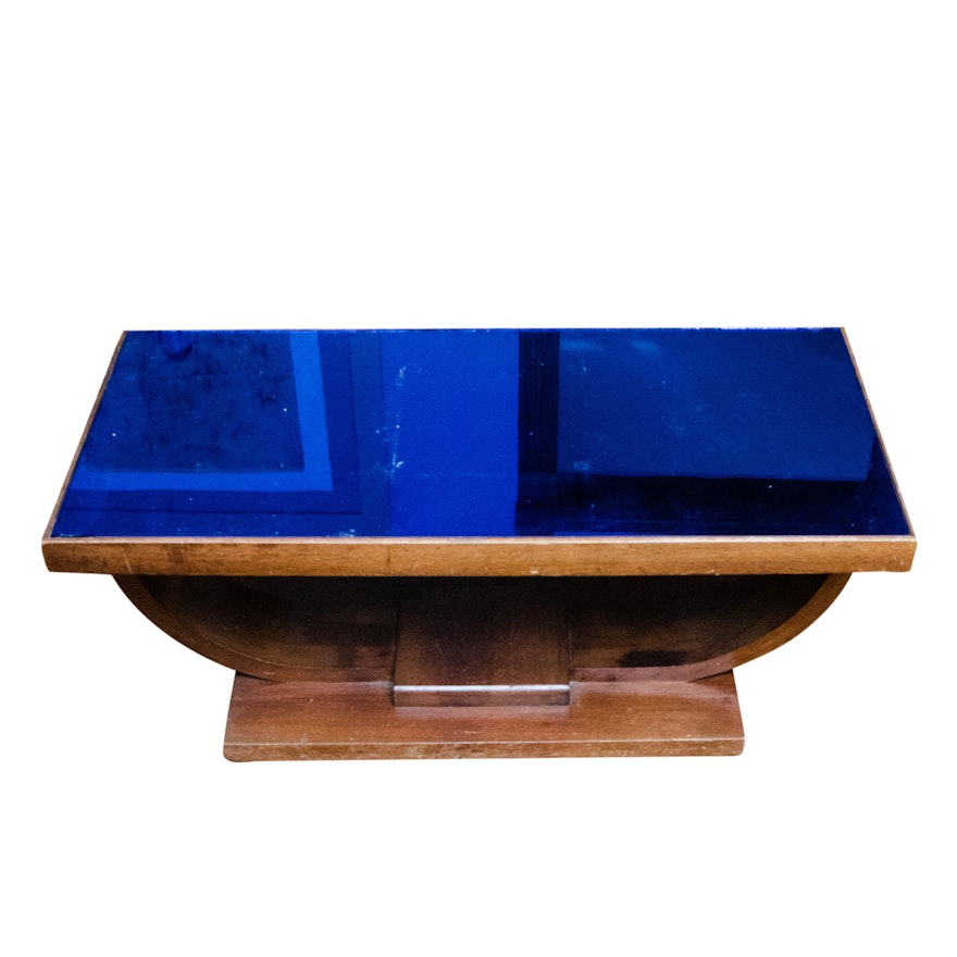 Art Deco Style Glass and Wood Coffee Table by Williamsport