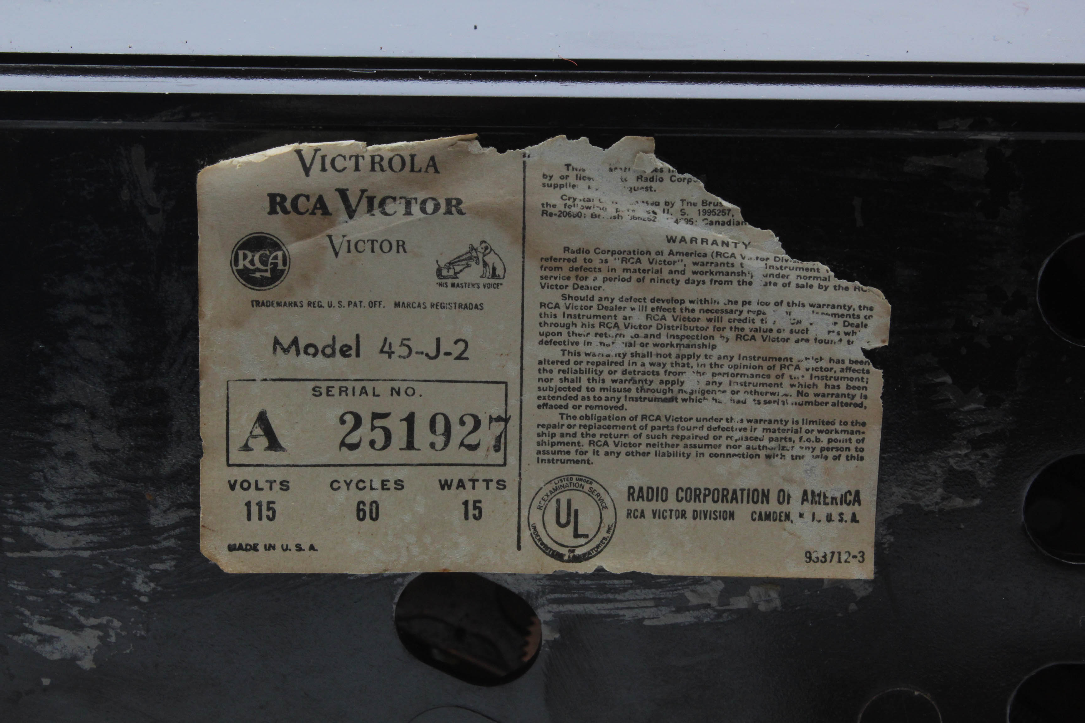 1940s RCA Victor Bakelite Turntable