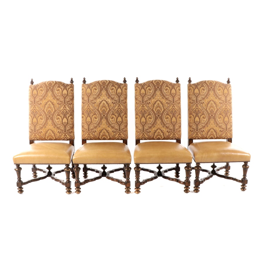 William and Mary Style Upholstered Dining Chairs by Marge Carson, 21st Century