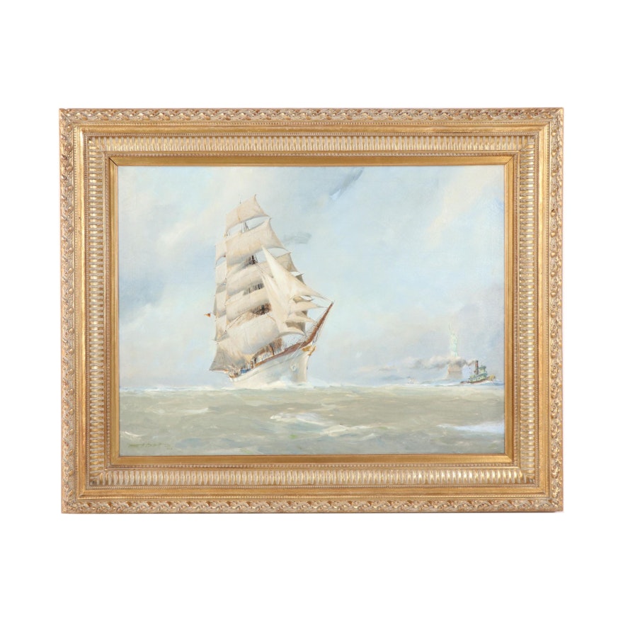 James A. Mitchell III Nautical Oil Painting