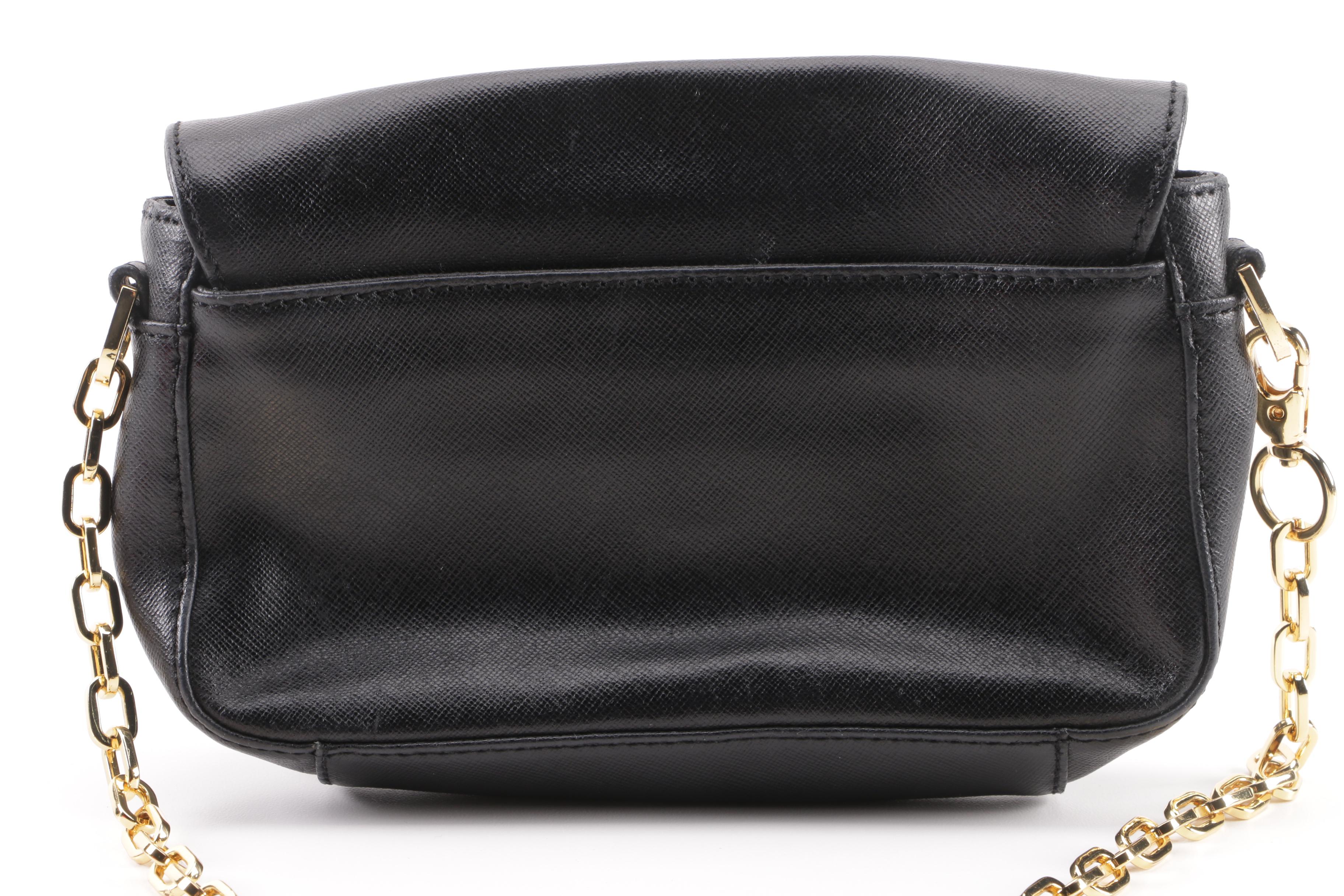 Tory Burch Robinson Black Saffiano Leather Front Flap Crossbody Bag