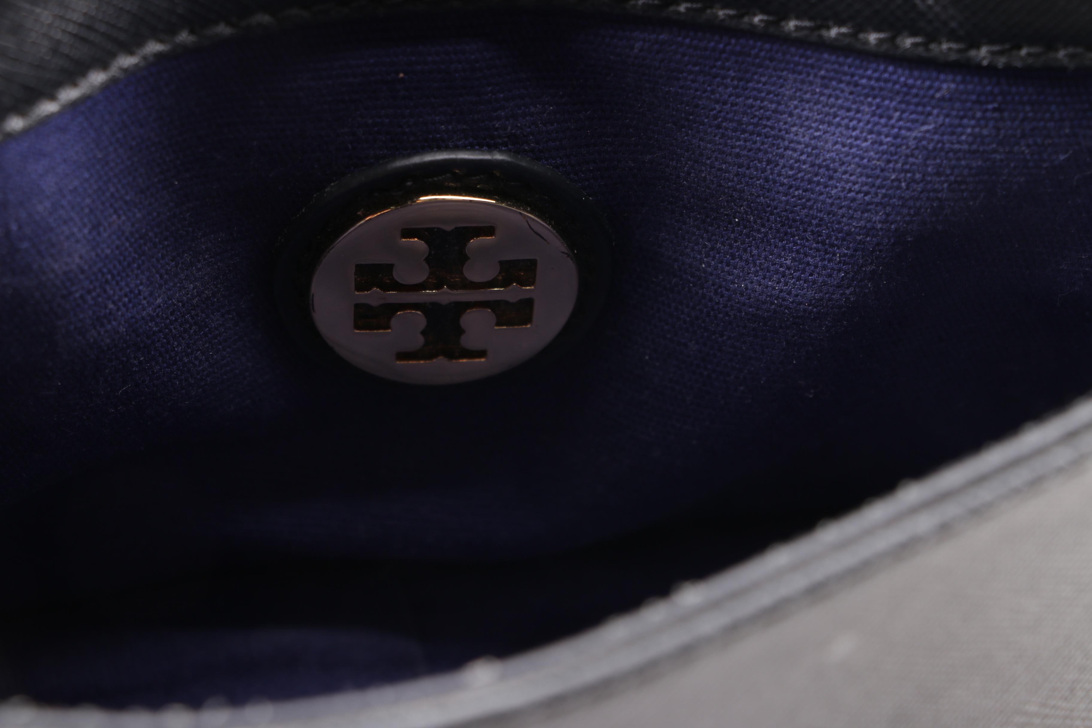 Tory Burch Robinson Black Saffiano Leather Front Flap Crossbody Bag