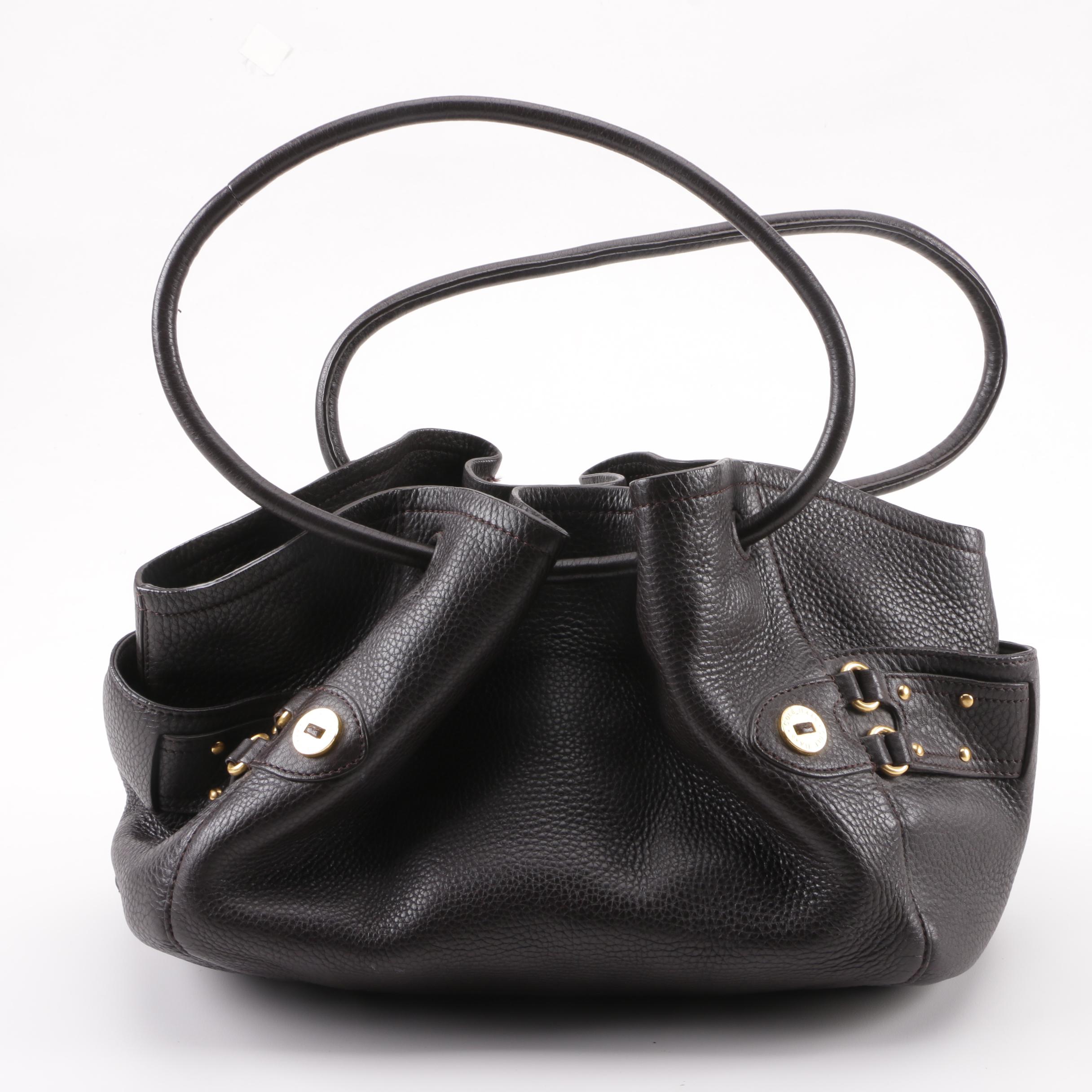 Cole Haan Dark Brown Pebbled Leather Shoulder Bag