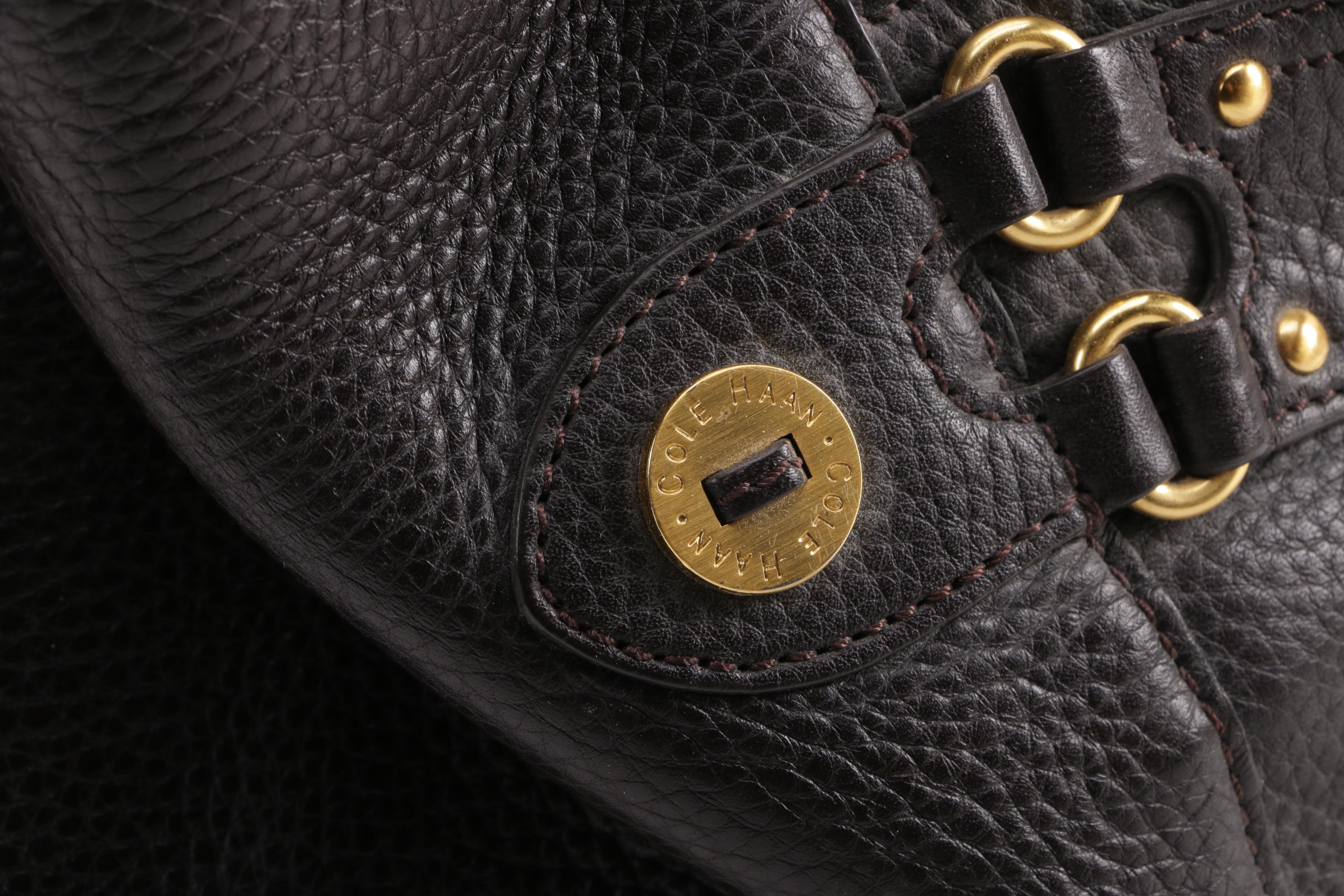 Cole Haan Dark Brown Pebbled Leather Shoulder Bag