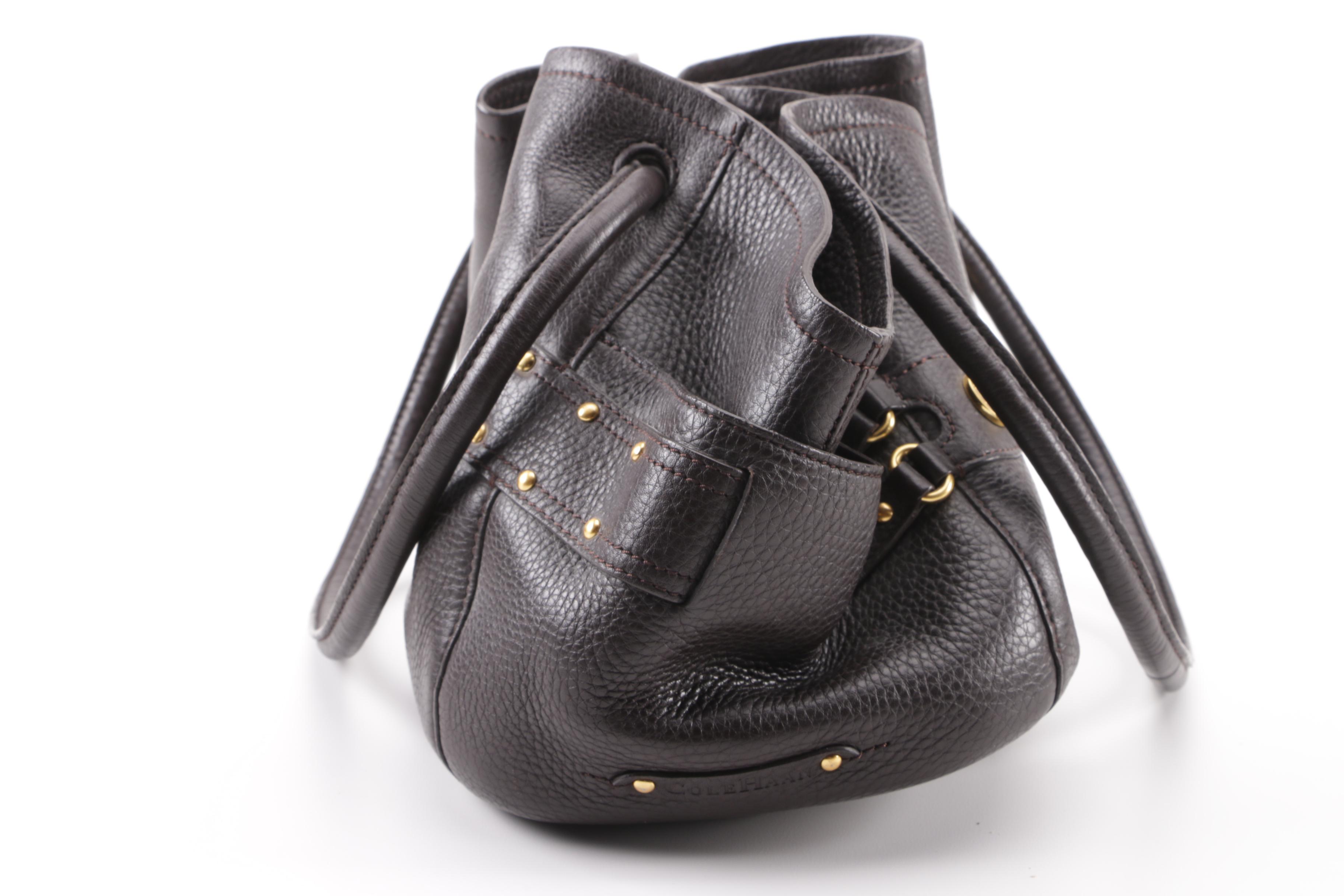 Cole Haan Dark Brown Pebbled Leather Shoulder Bag