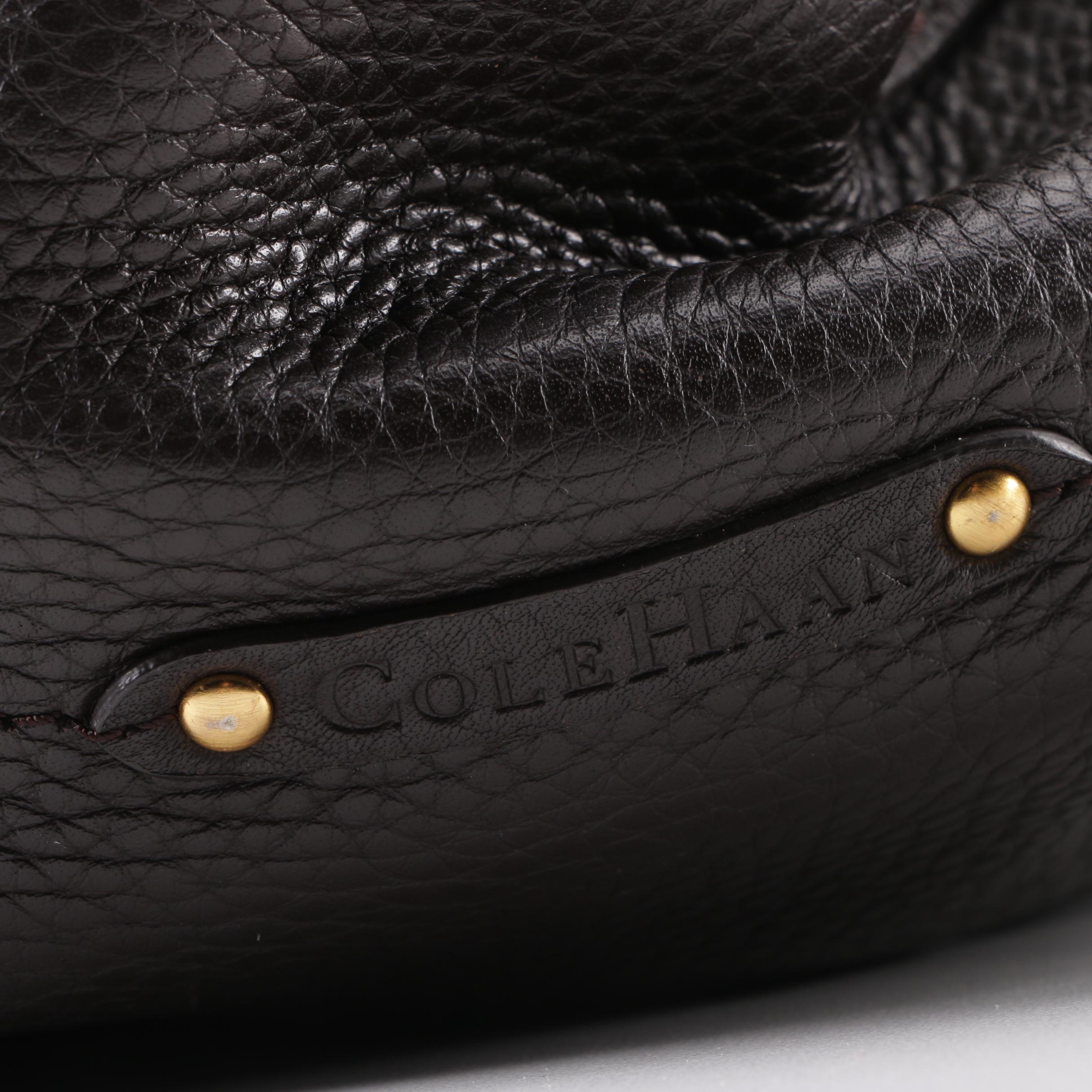 Cole Haan Dark Brown Pebbled Leather Shoulder Bag