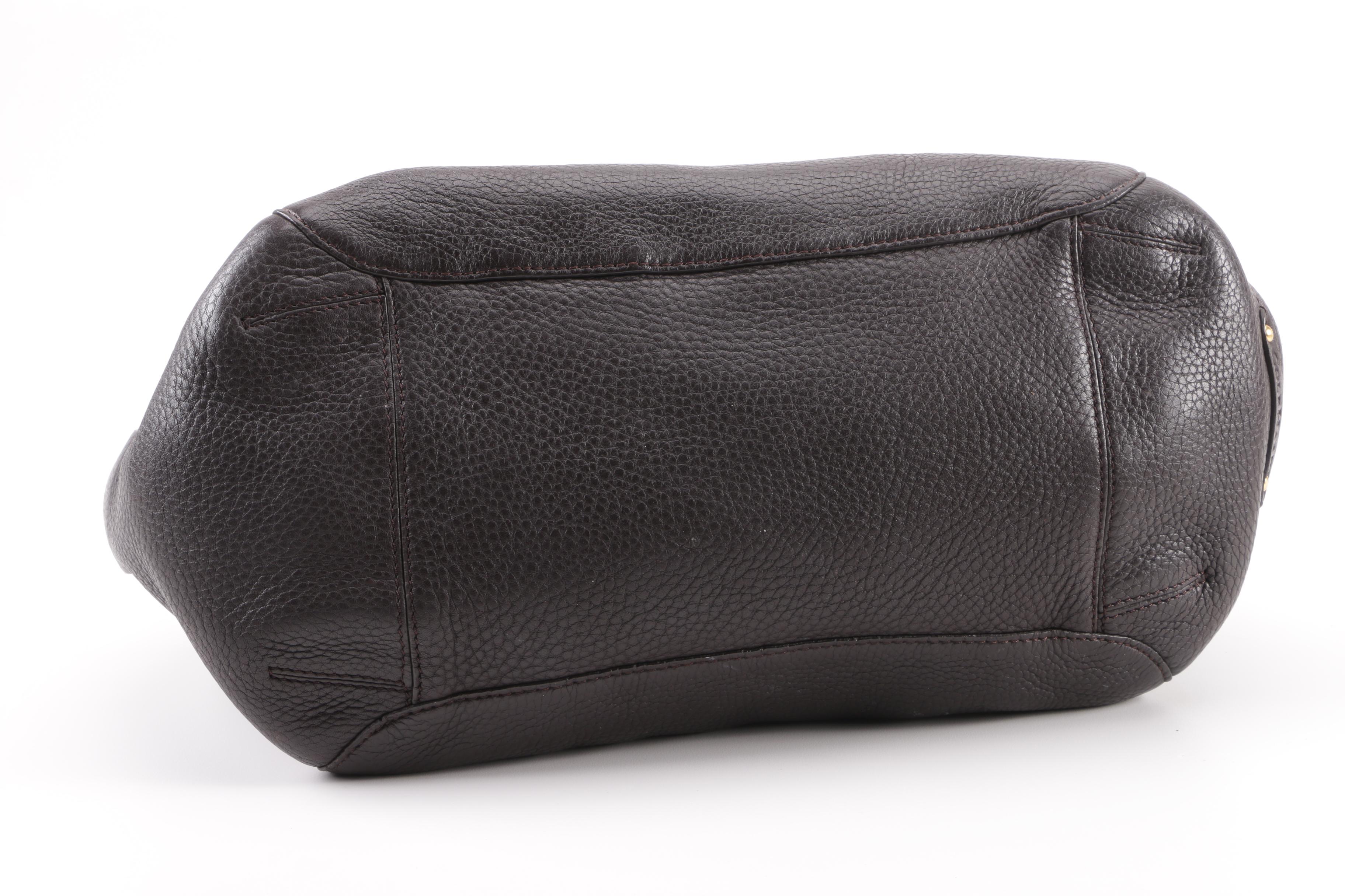 Cole Haan Dark Brown Pebbled Leather Shoulder Bag