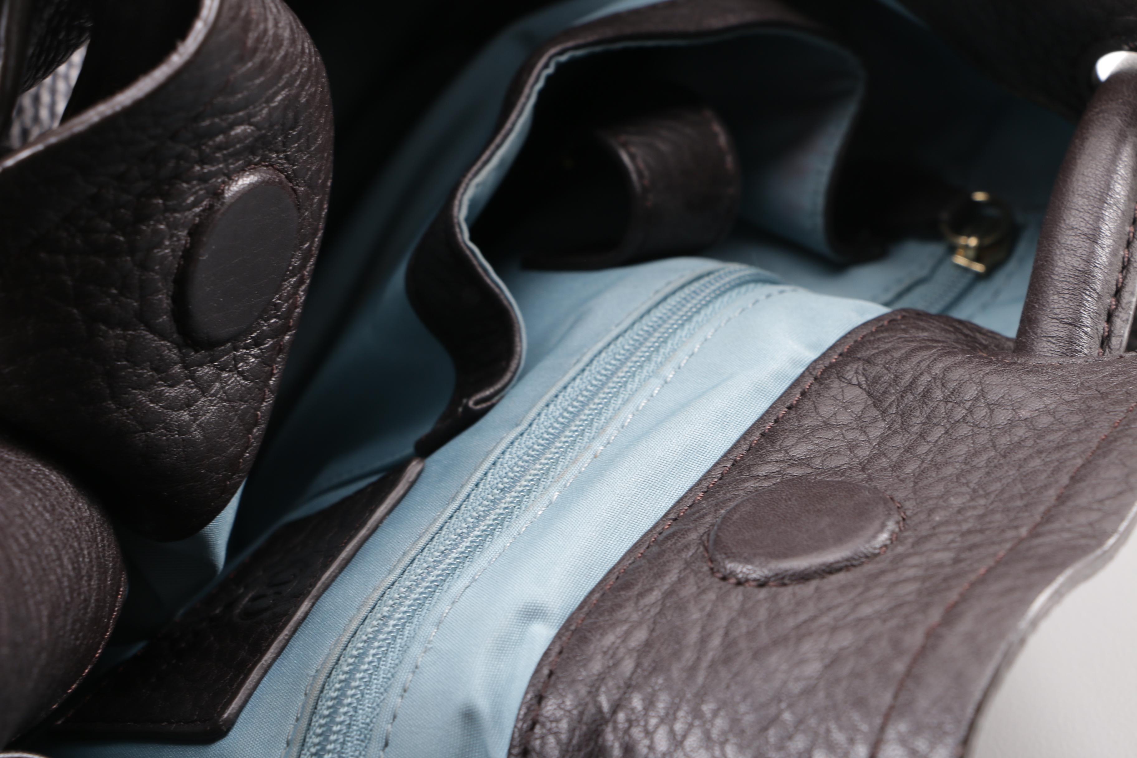 Cole Haan Dark Brown Pebbled Leather Shoulder Bag