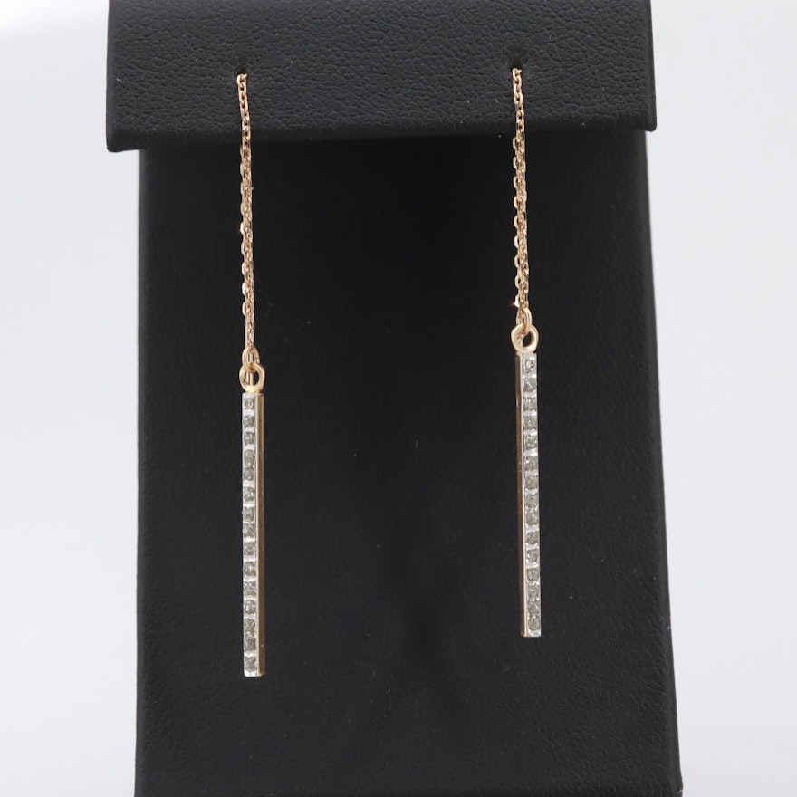 14K Yellow Gold Resin with Glitter Tread Earrings