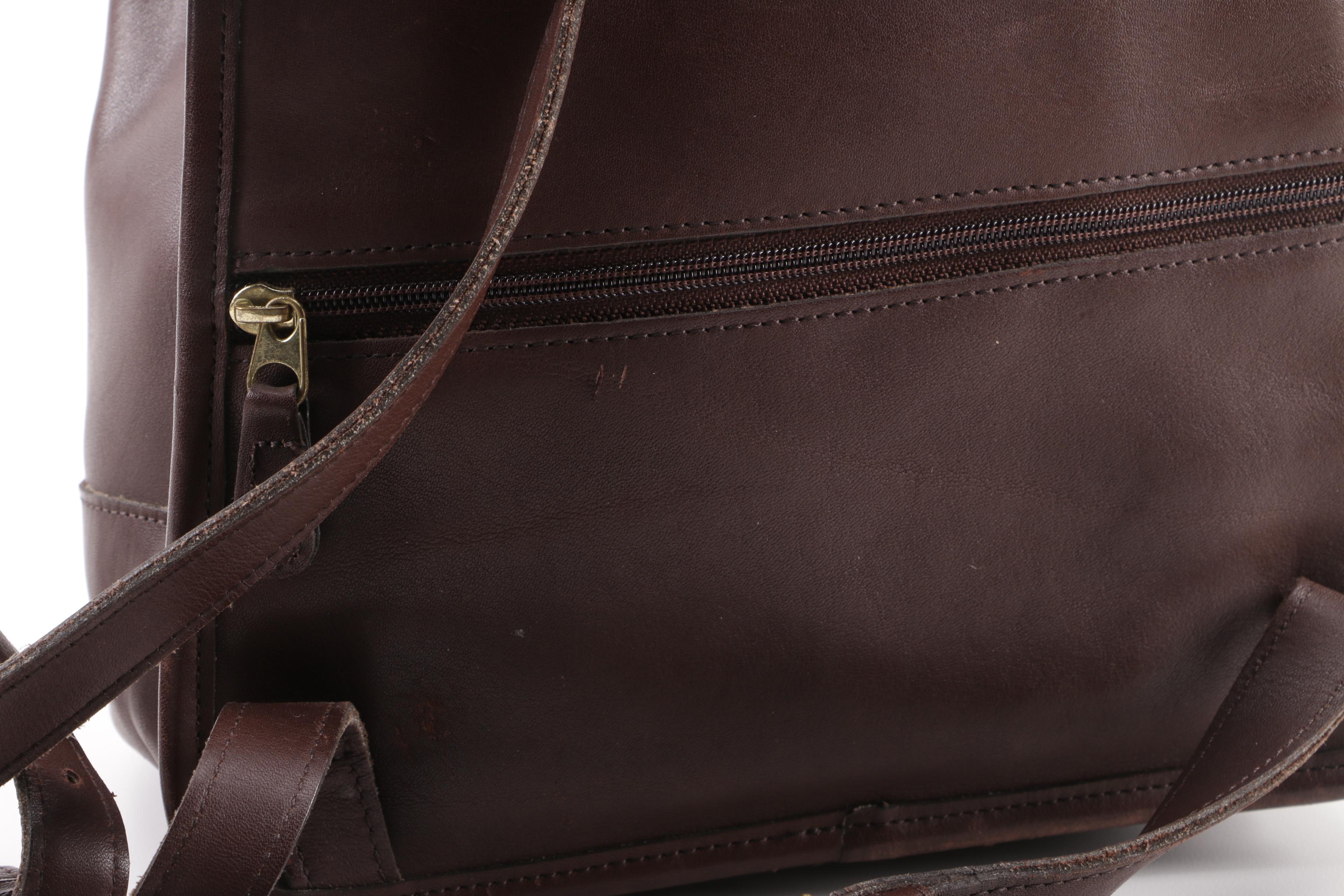 Vintage Coach Brown Leather Turnlock Flap Drawstring Daypack