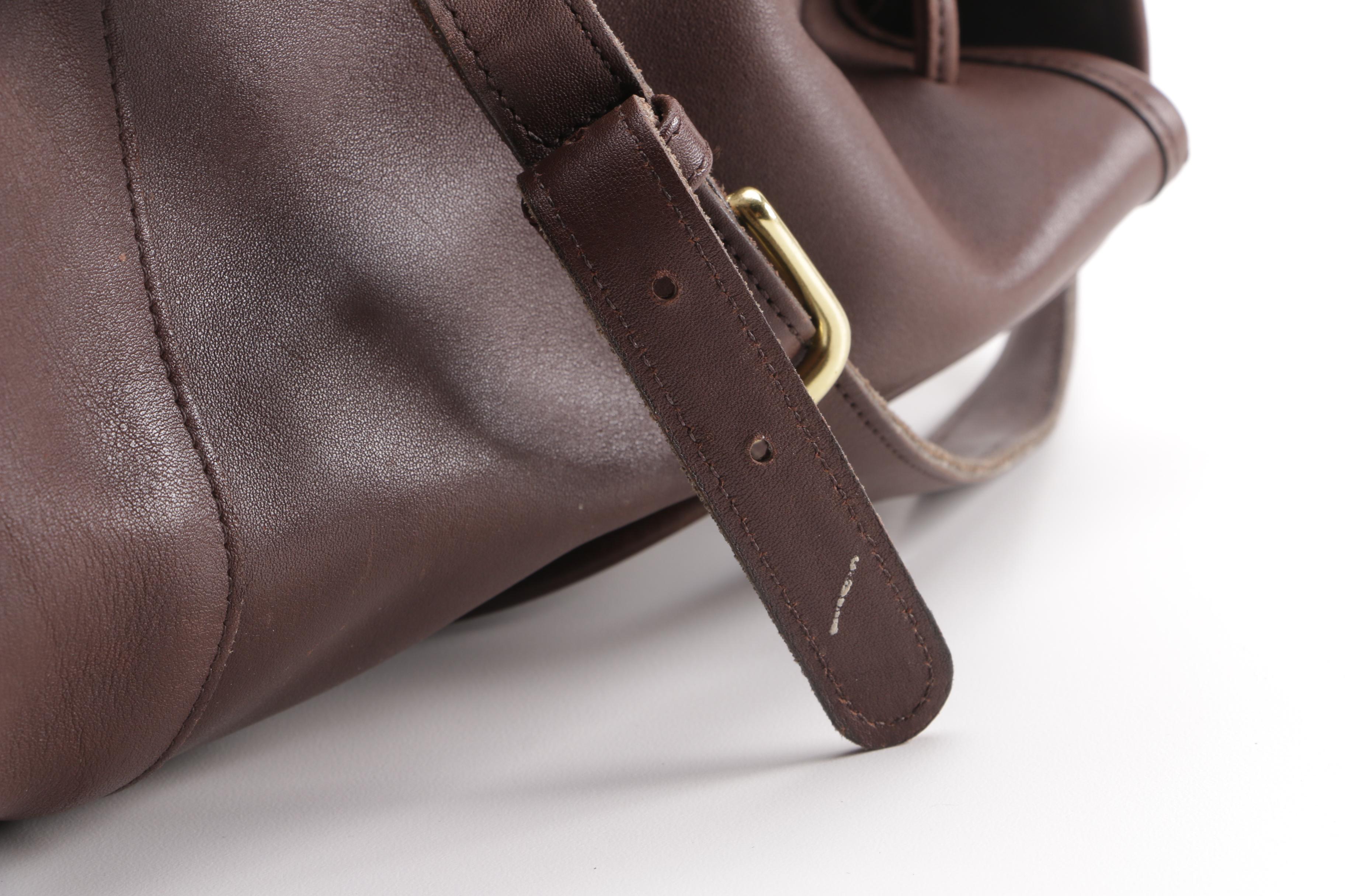 Vintage Coach Brown Leather Turnlock Flap Drawstring Daypack