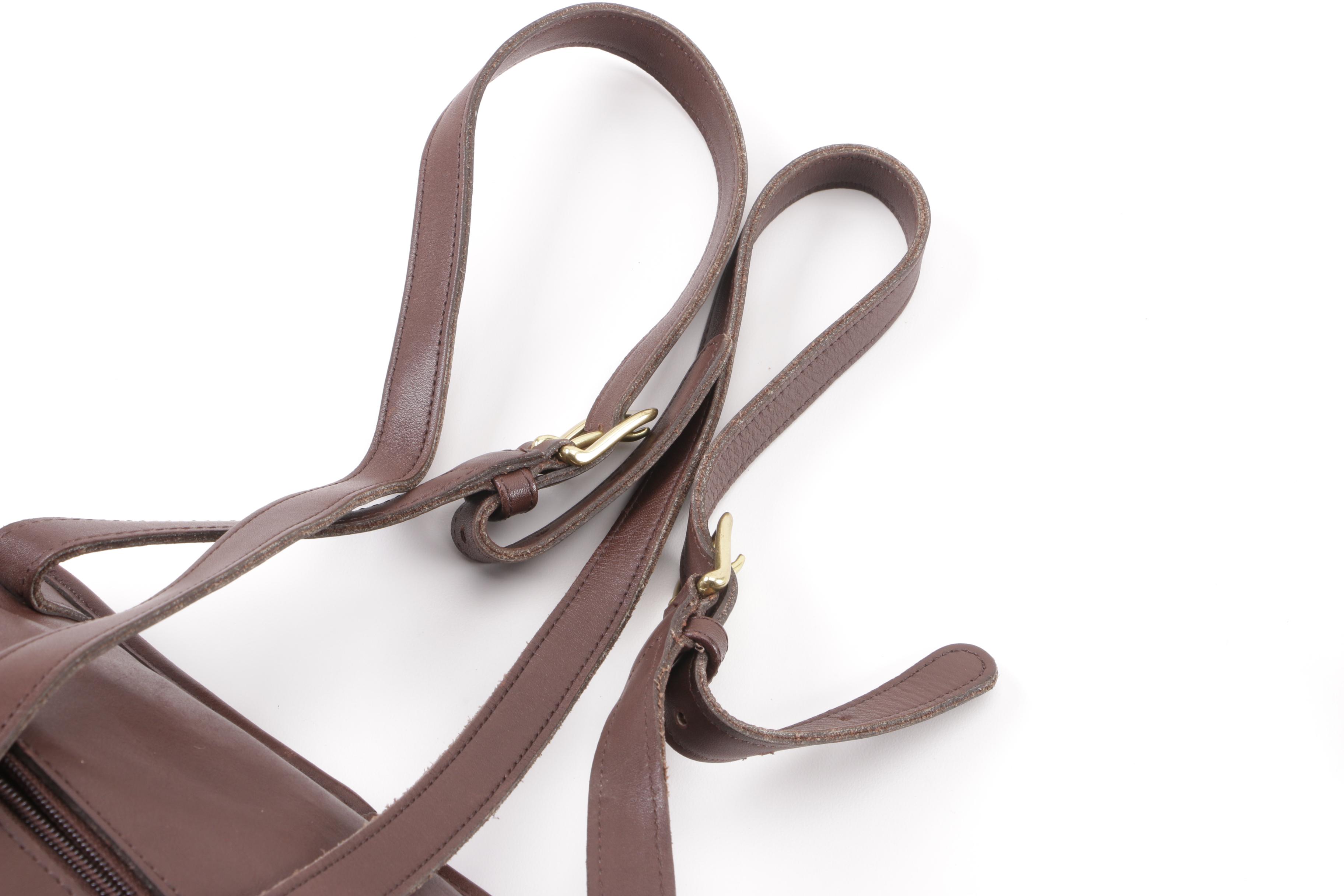 Vintage Coach Brown Leather Turnlock Flap Drawstring Daypack