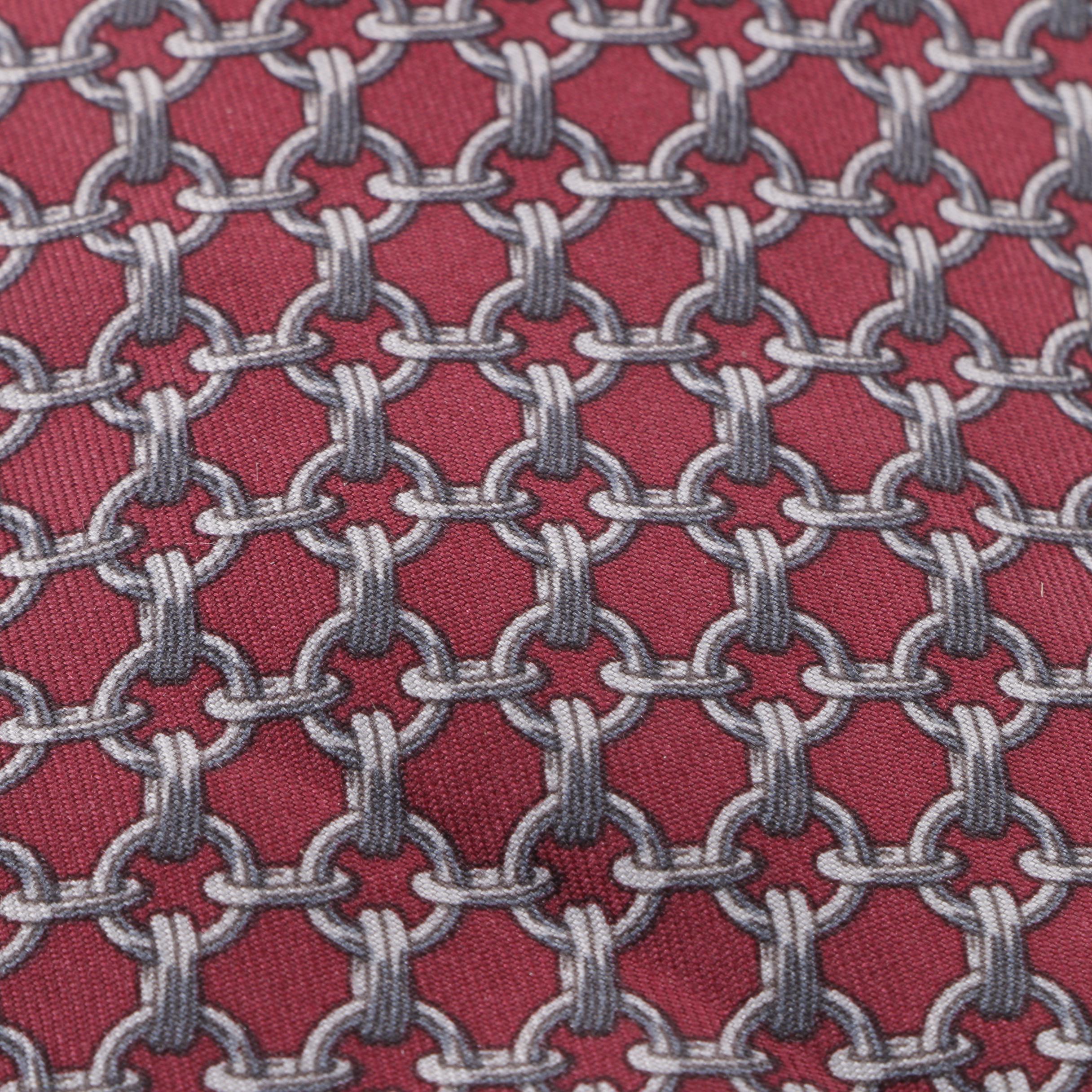 Vintage Hermès of Paris 59 EA Chain Print Silk Necktie
