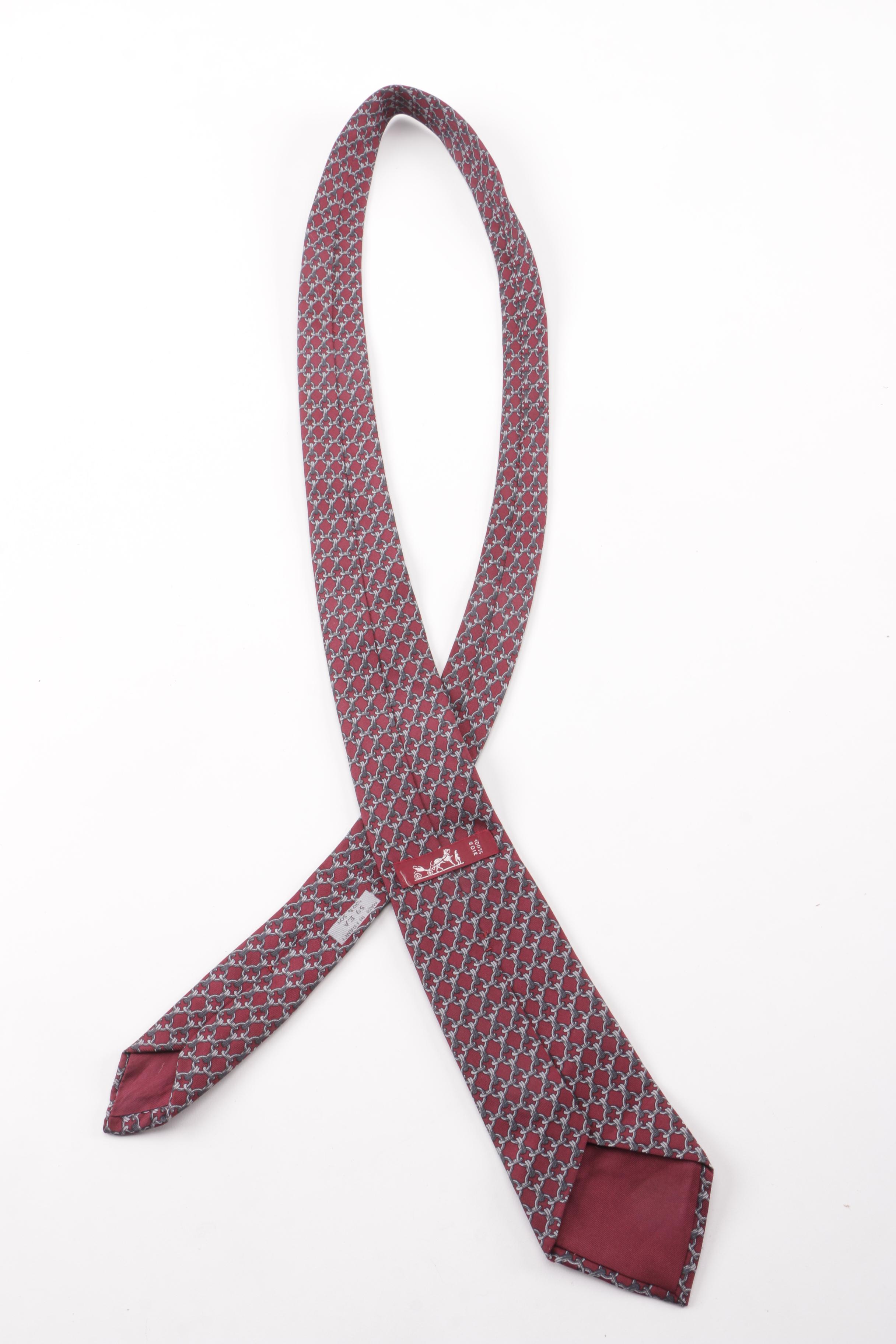 Vintage Hermès of Paris 59 EA Chain Print Silk Necktie