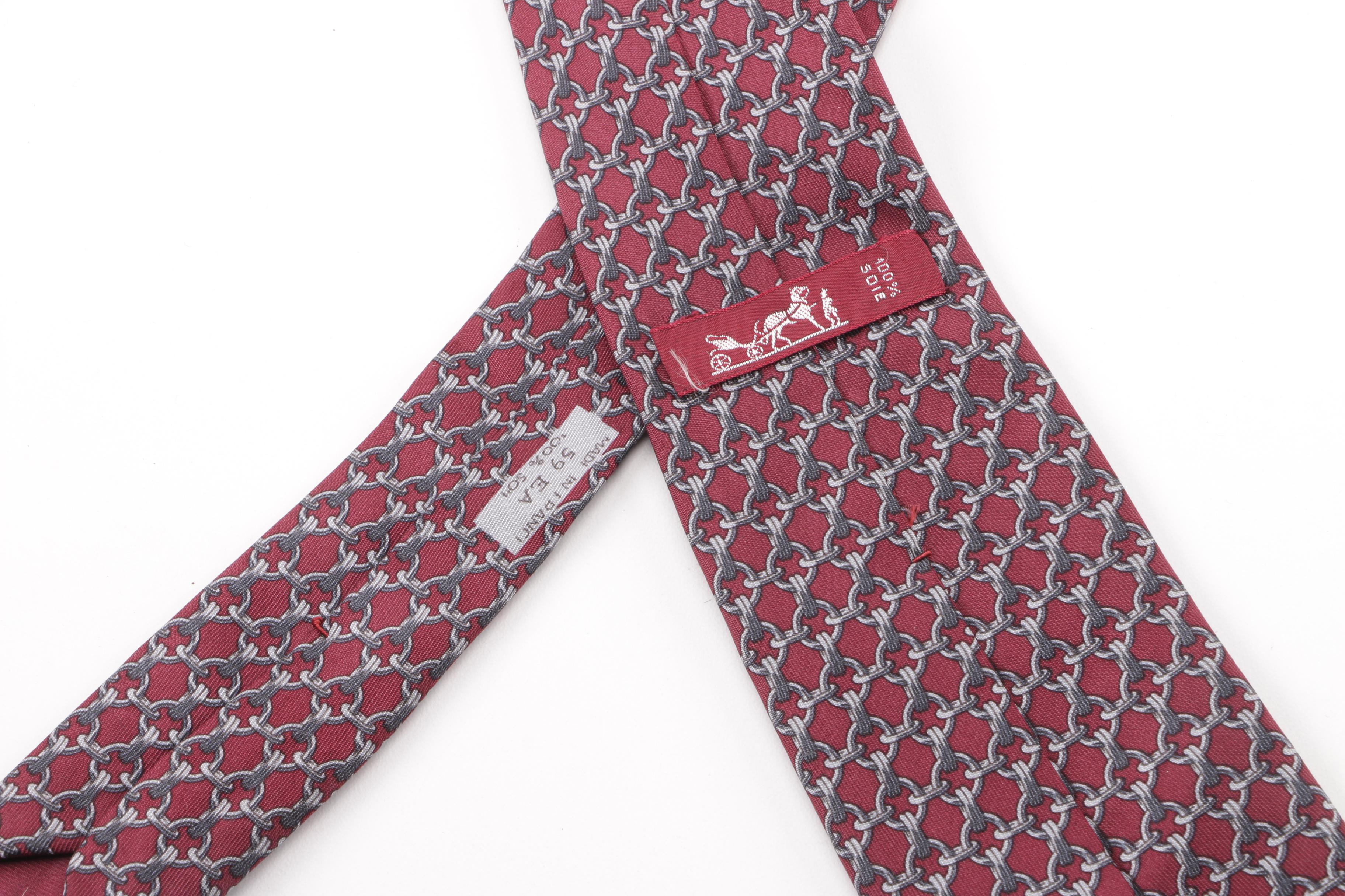 Vintage Hermès of Paris 59 EA Chain Print Silk Necktie