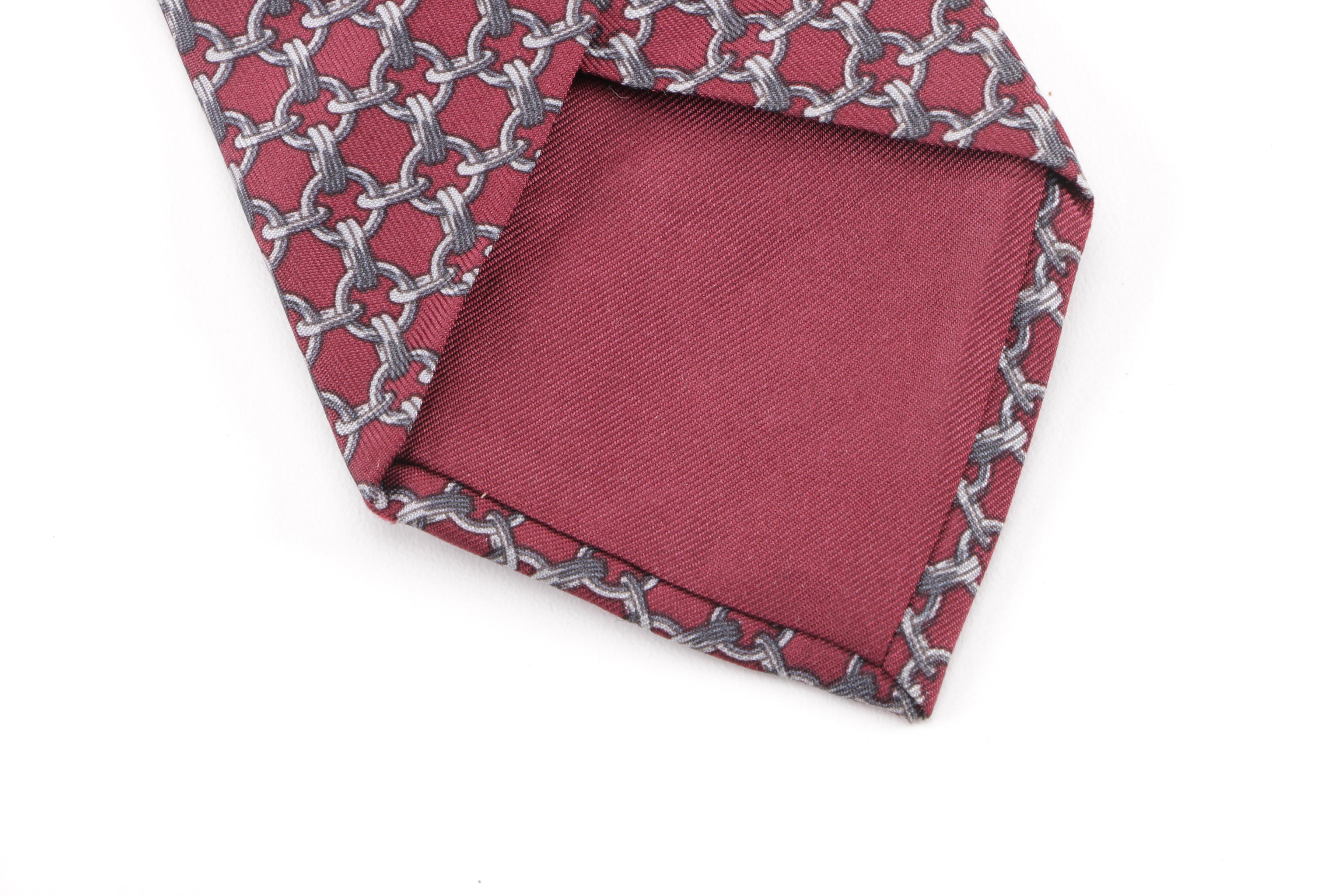 Vintage Hermès of Paris 59 EA Chain Print Silk Necktie