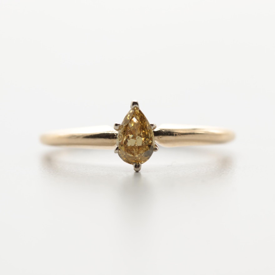 14K Yellow Gold Fancy Yellow Diamond Ring