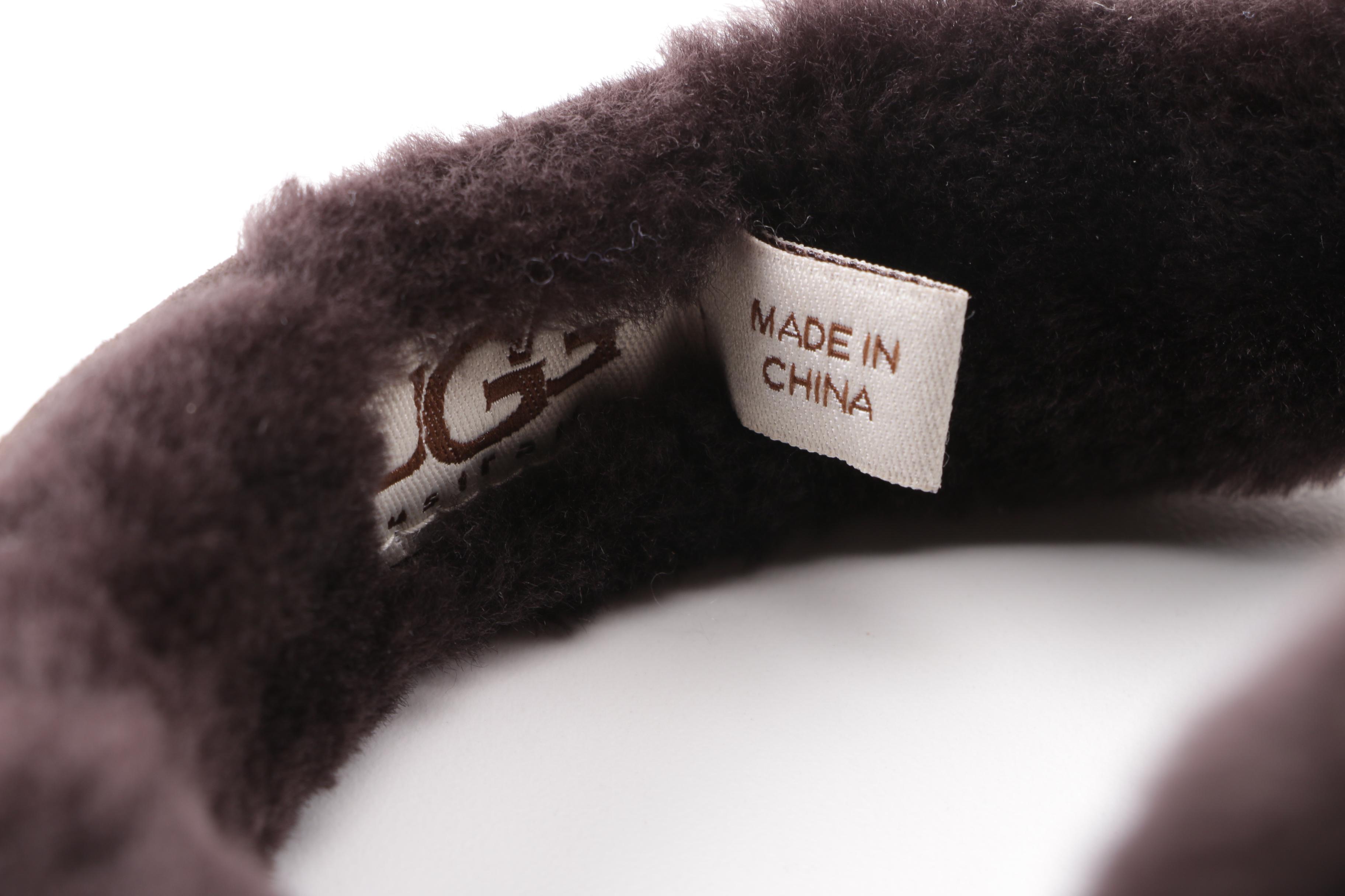 UGG Australia Chocolate Brown Shearling Earmuffs with Storage Box