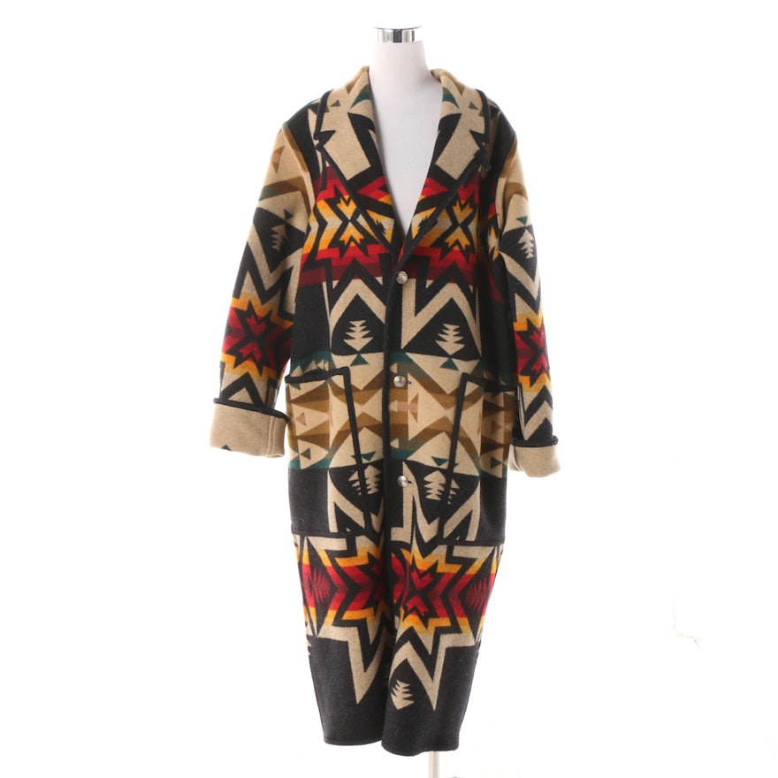 Southwest Style Full-Length Reversible Wool Coat