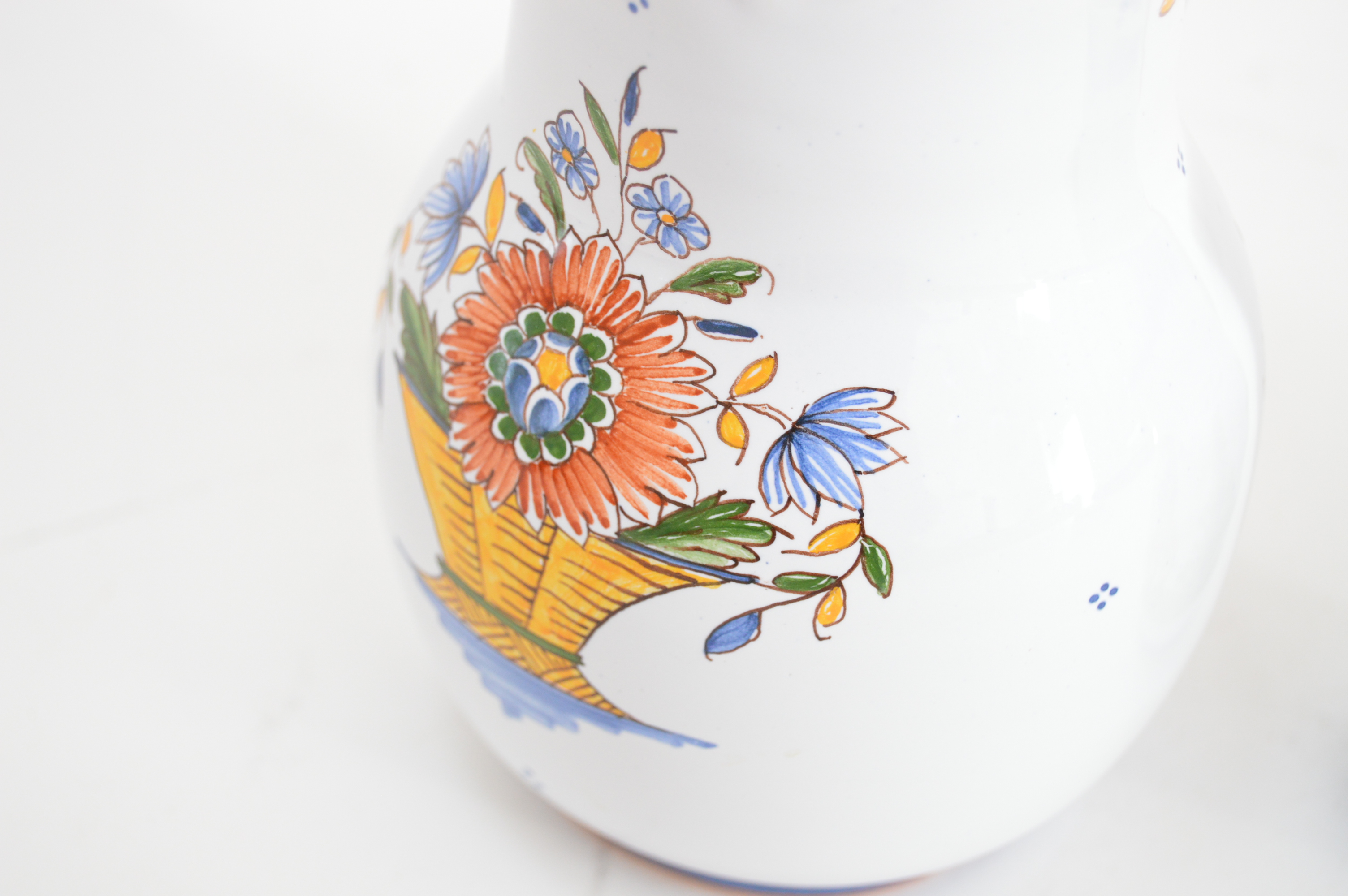 French Faience Pottery Pitchers with Quimper