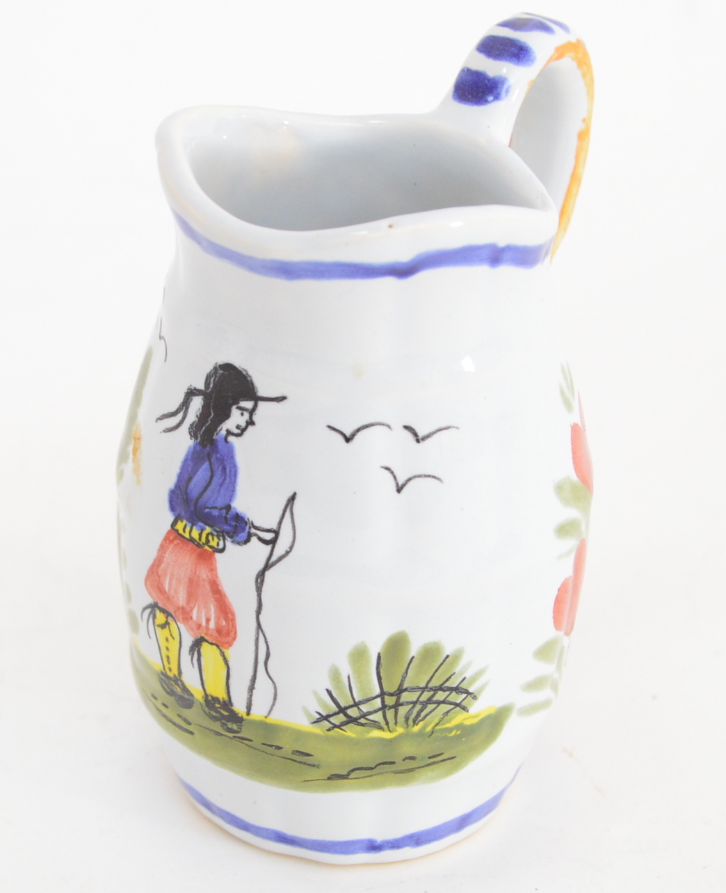 French Faience Pottery Pitchers with Quimper