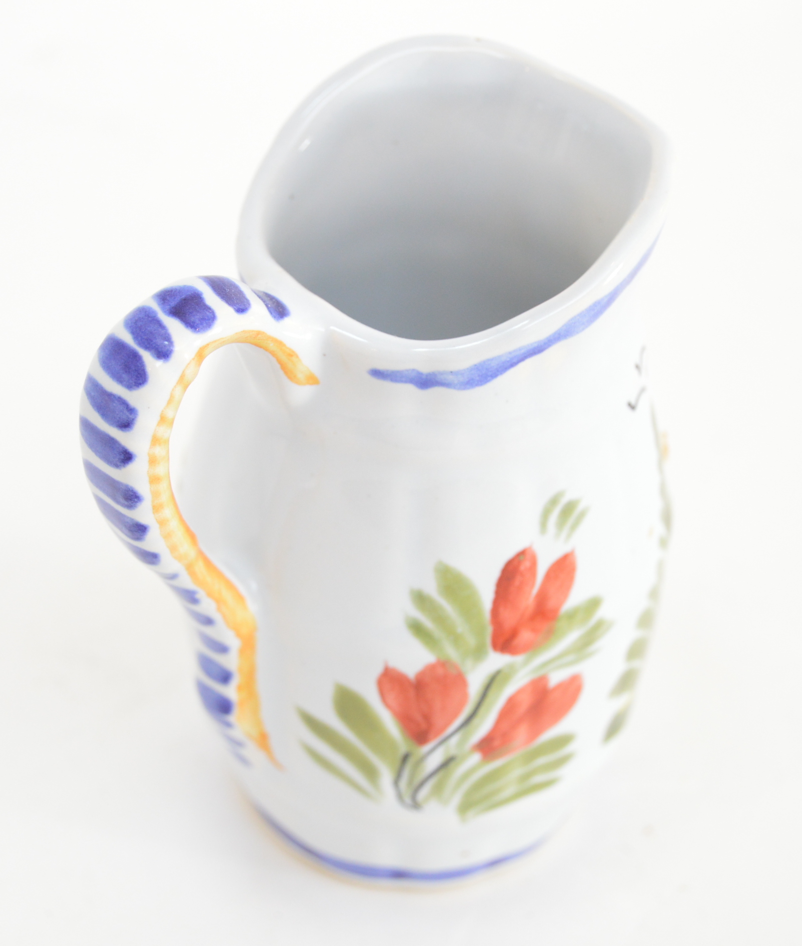 French Faience Pottery Pitchers with Quimper