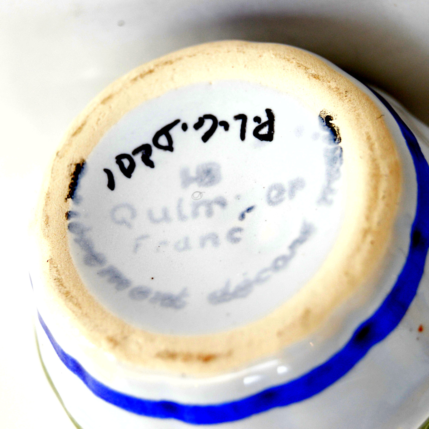 French Faience Pottery Pitchers with Quimper