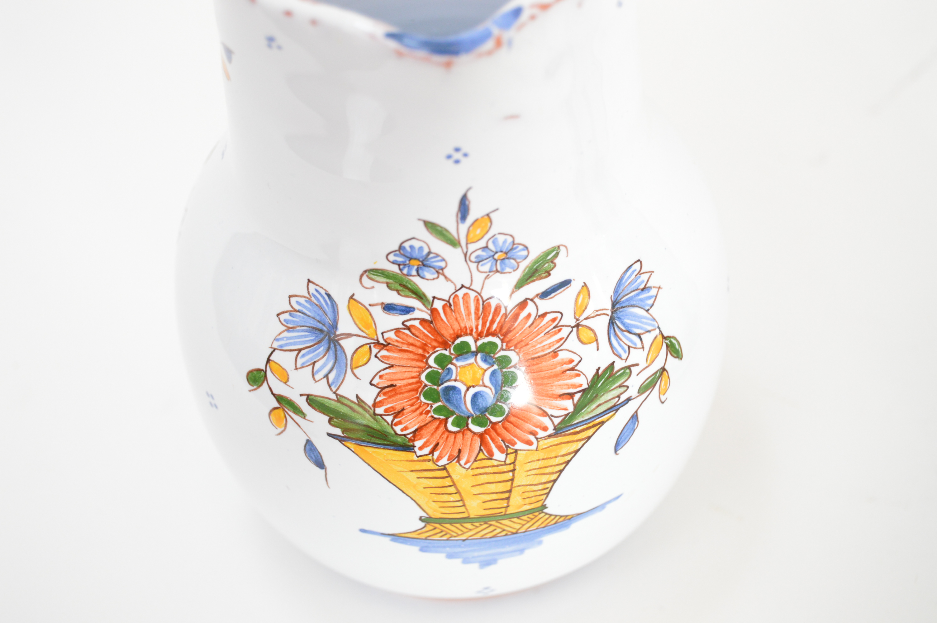 French Faience Pottery Pitchers with Quimper