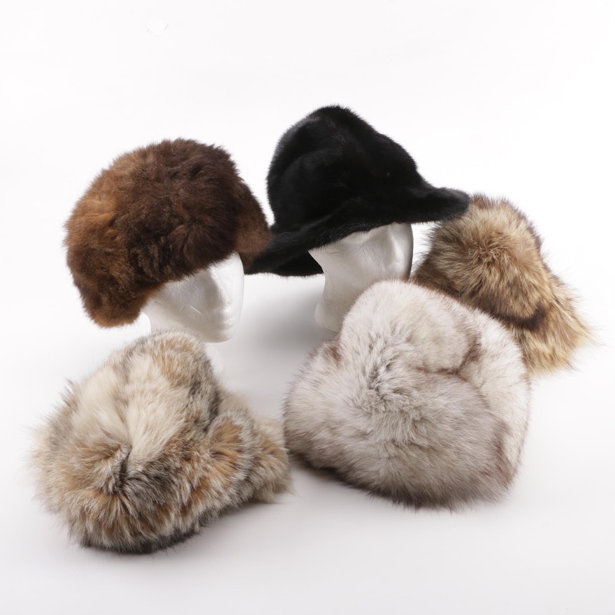 Women's and Unisex Coyote, Fox, Mink, Raccoon and Muskrat Fur Hats