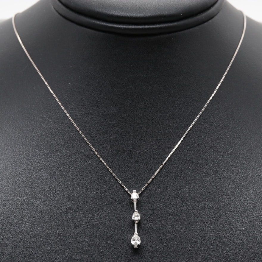 14K White Gold Diamond Necklace