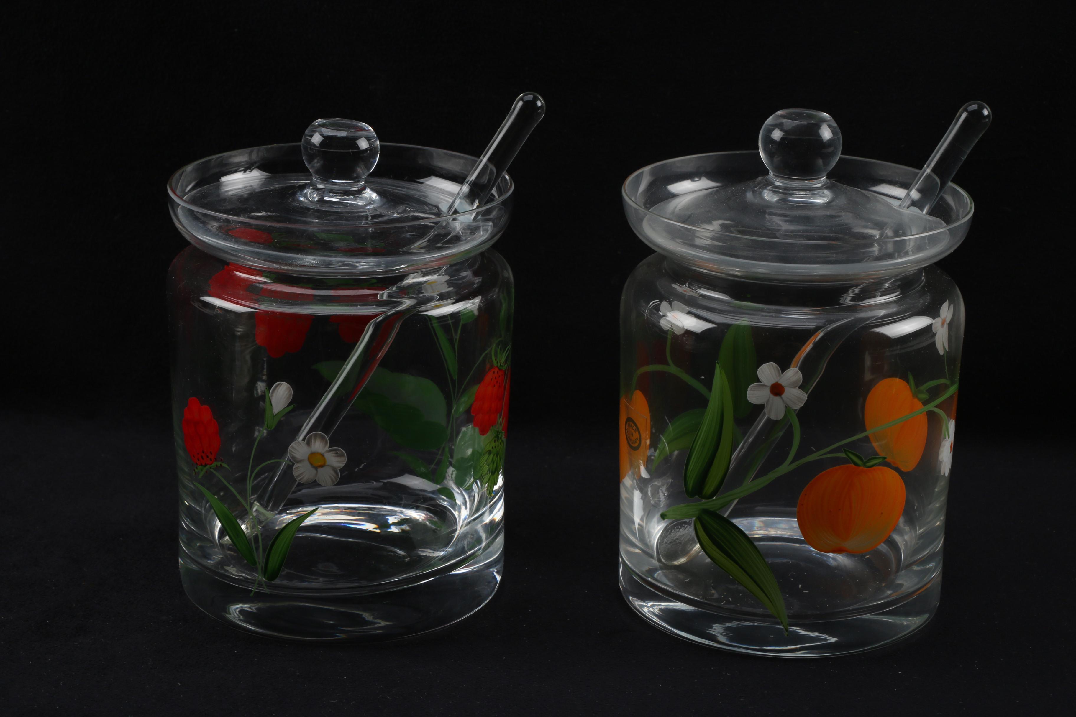Crystal and Glass Lidded Jars and Bowl with Ladle featuring Baccarat