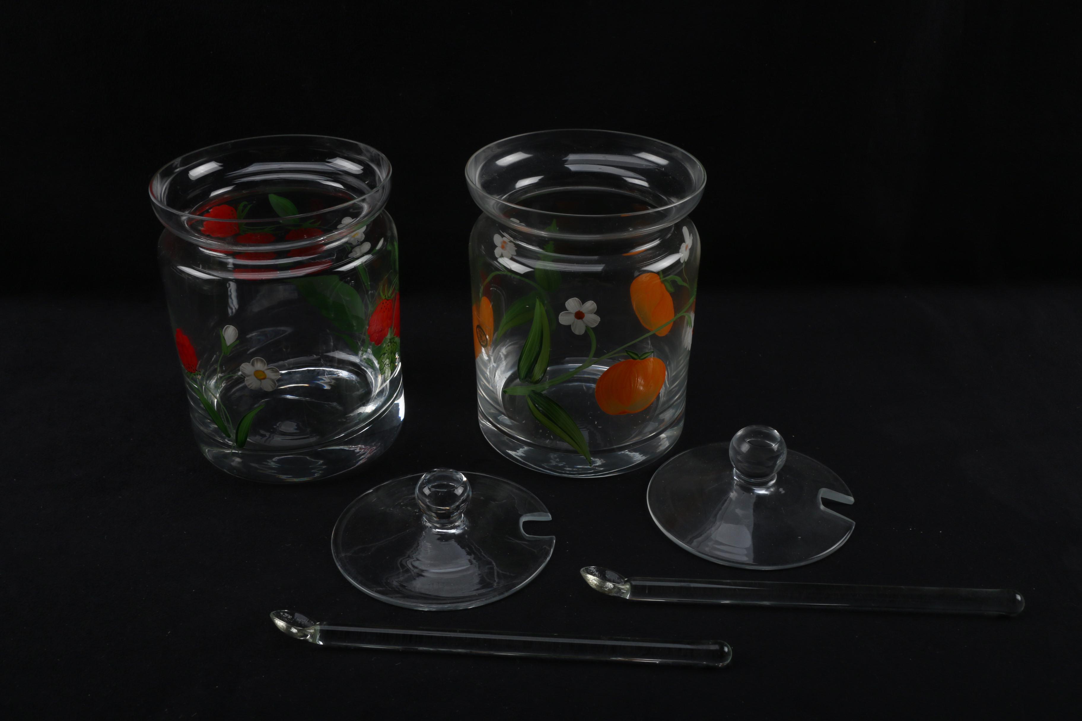 Crystal and Glass Lidded Jars and Bowl with Ladle featuring Baccarat