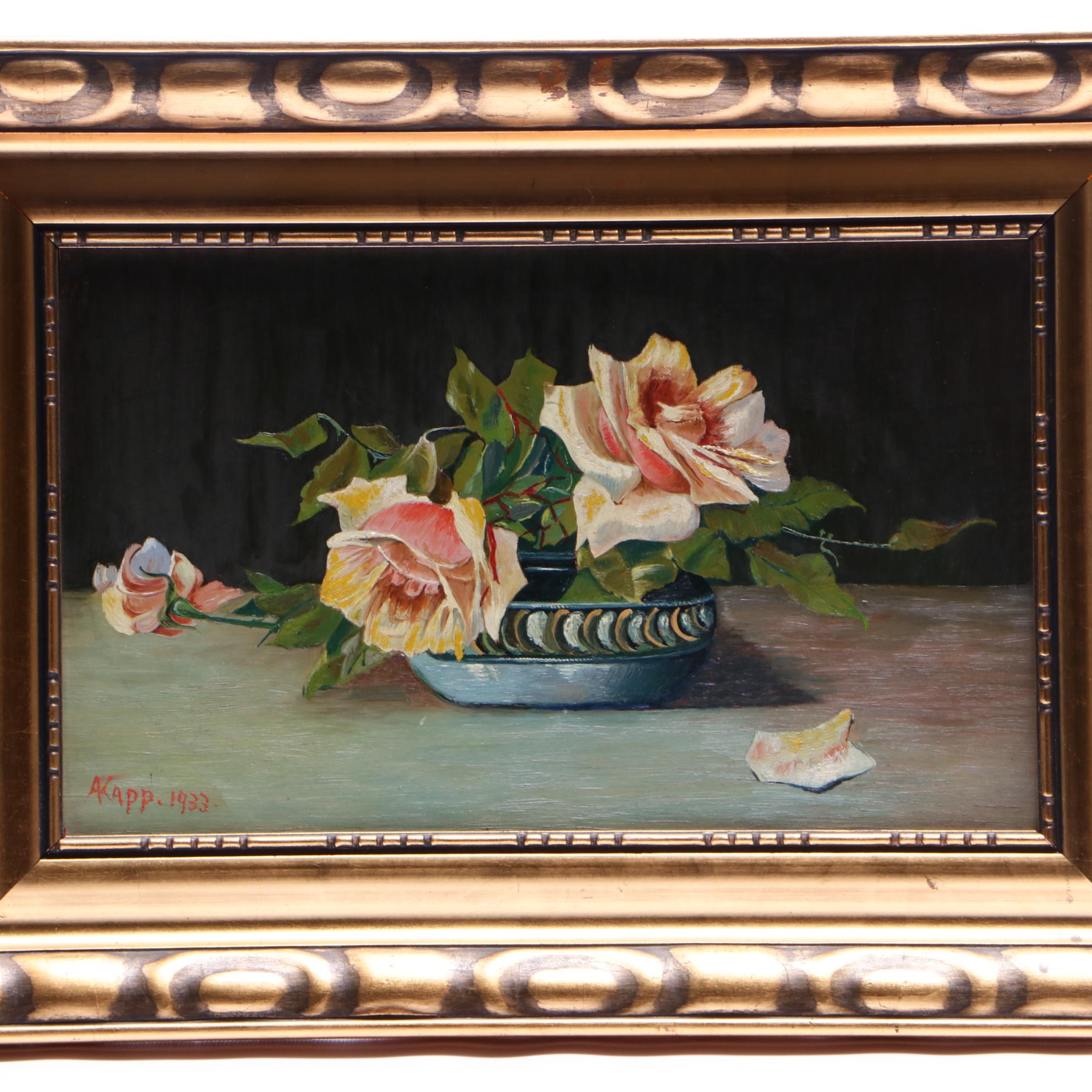 Alfred Kapp 1933 Floral Still Life Oil Painting