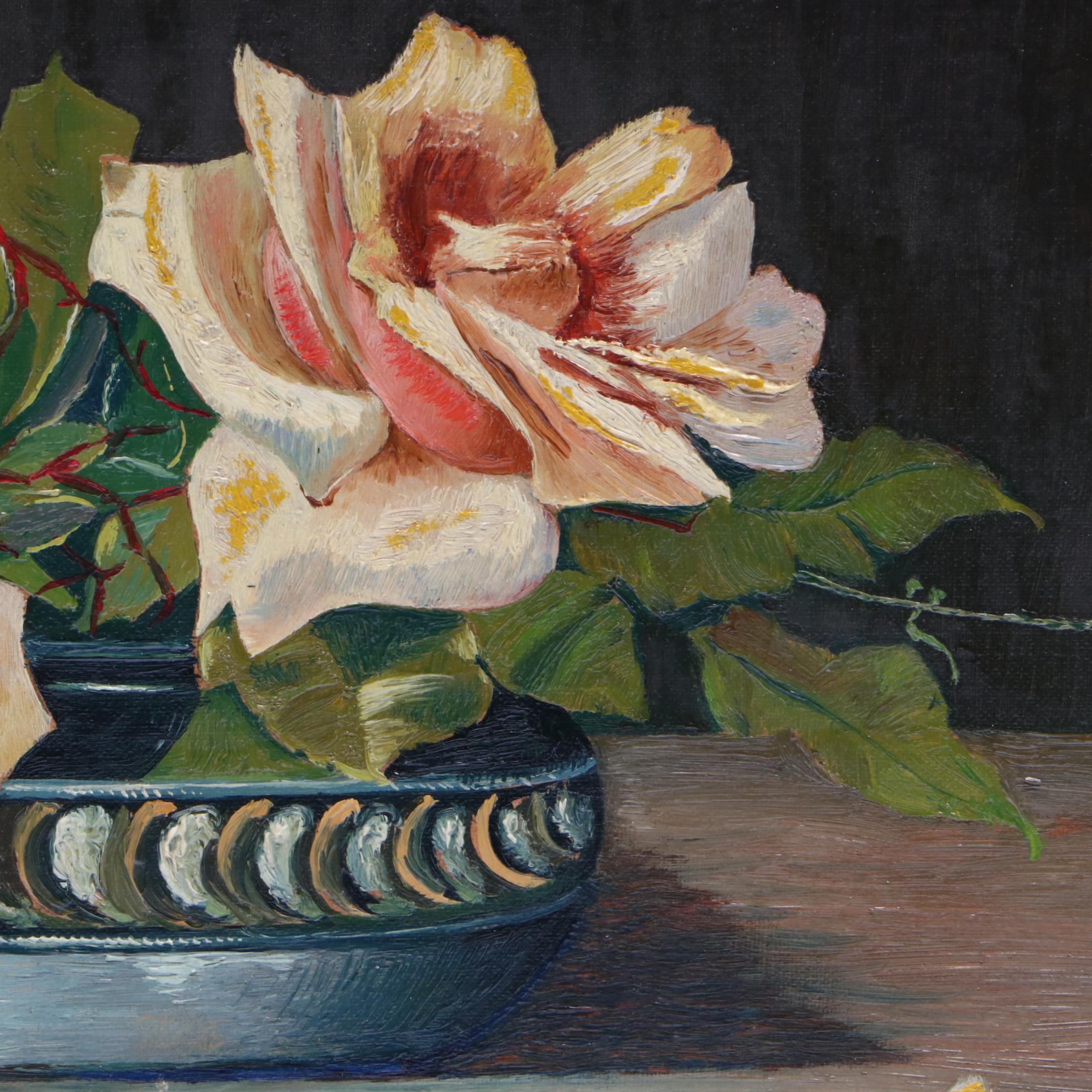 Alfred Kapp 1933 Floral Still Life Oil Painting